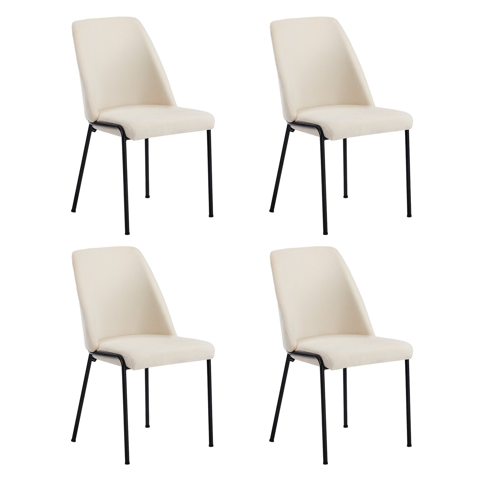 Oikiture Set of 4 Dining Chairs Chenille Fabric Kitchen Chair Padded Seat Beige - Sunyee