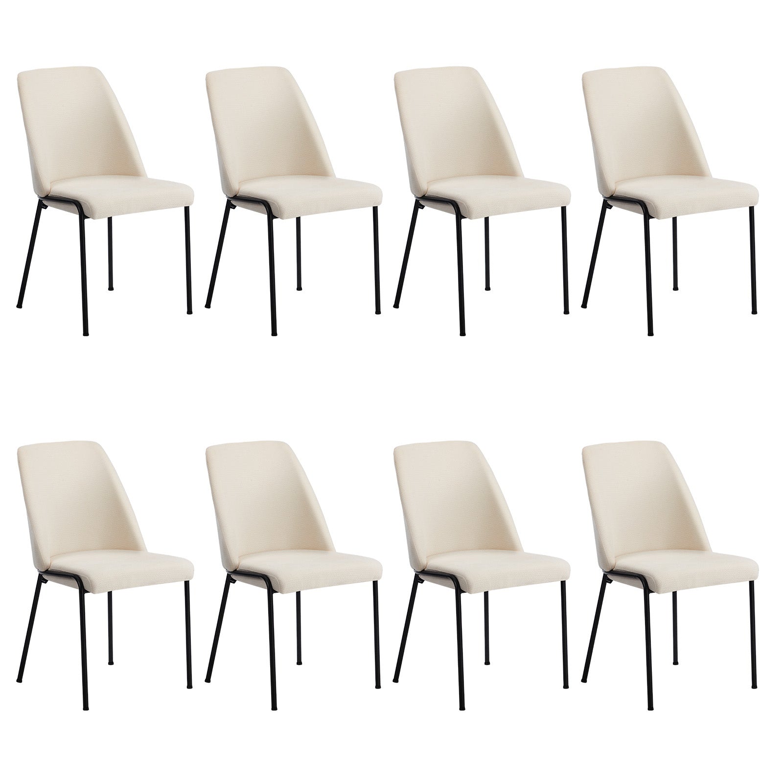 Oikiture Set of 8 Dining Chairs Chenille Fabric Kitchen Chair Padded Seat Beige - Sunyee