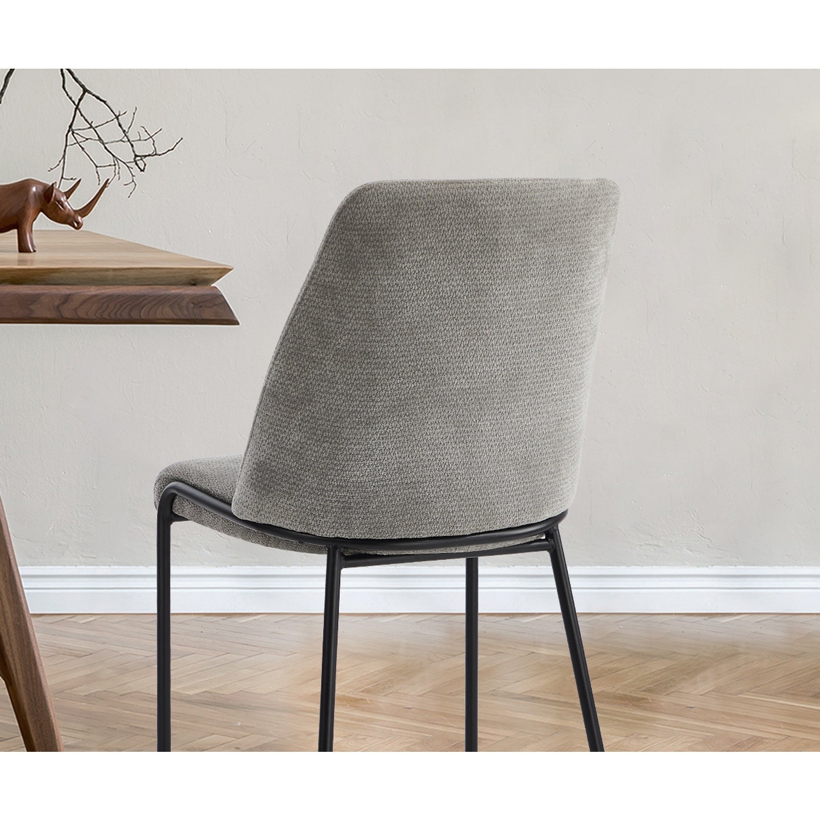 Oikiture Set of 2 Dining Chairs Chenille Fabric Kitchen Chair Padded Seat Beige - Sunyee