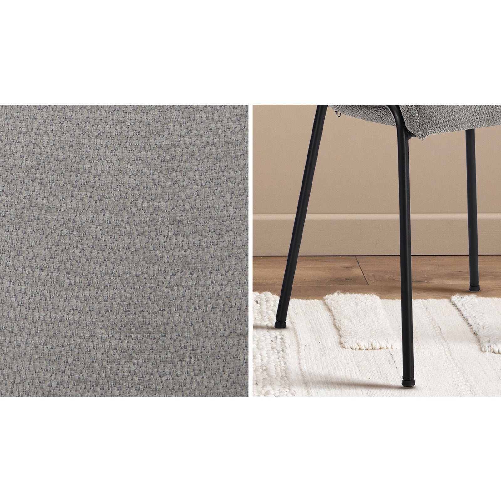 Oikiture Set of 2 Dining Chairs Chenille Fabric Kitchen Chair Padded Seat - Sunyee