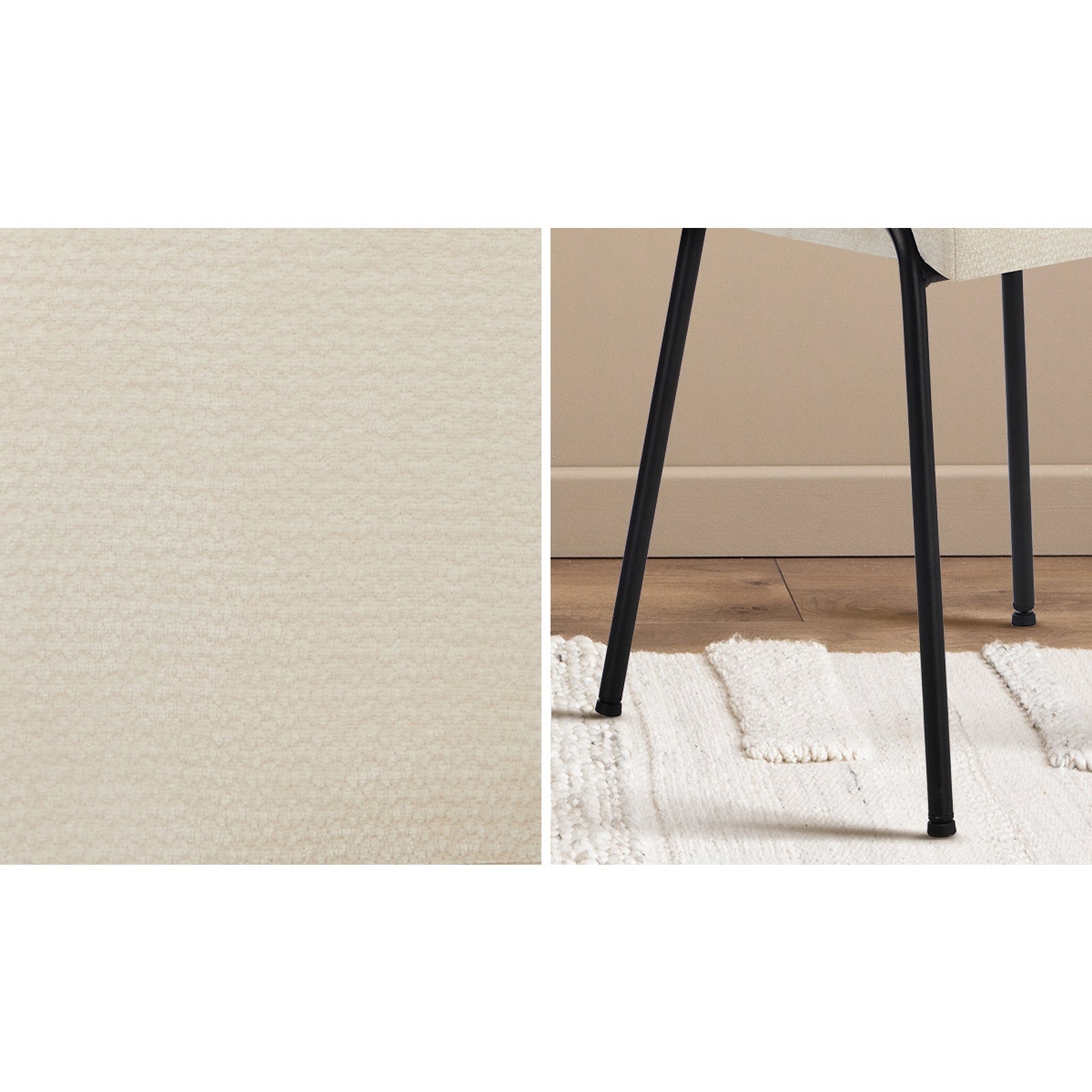 Oikiture 4x Dining Chairs Chenille Fabric Kitchen Side Chair Beige - Sunyee