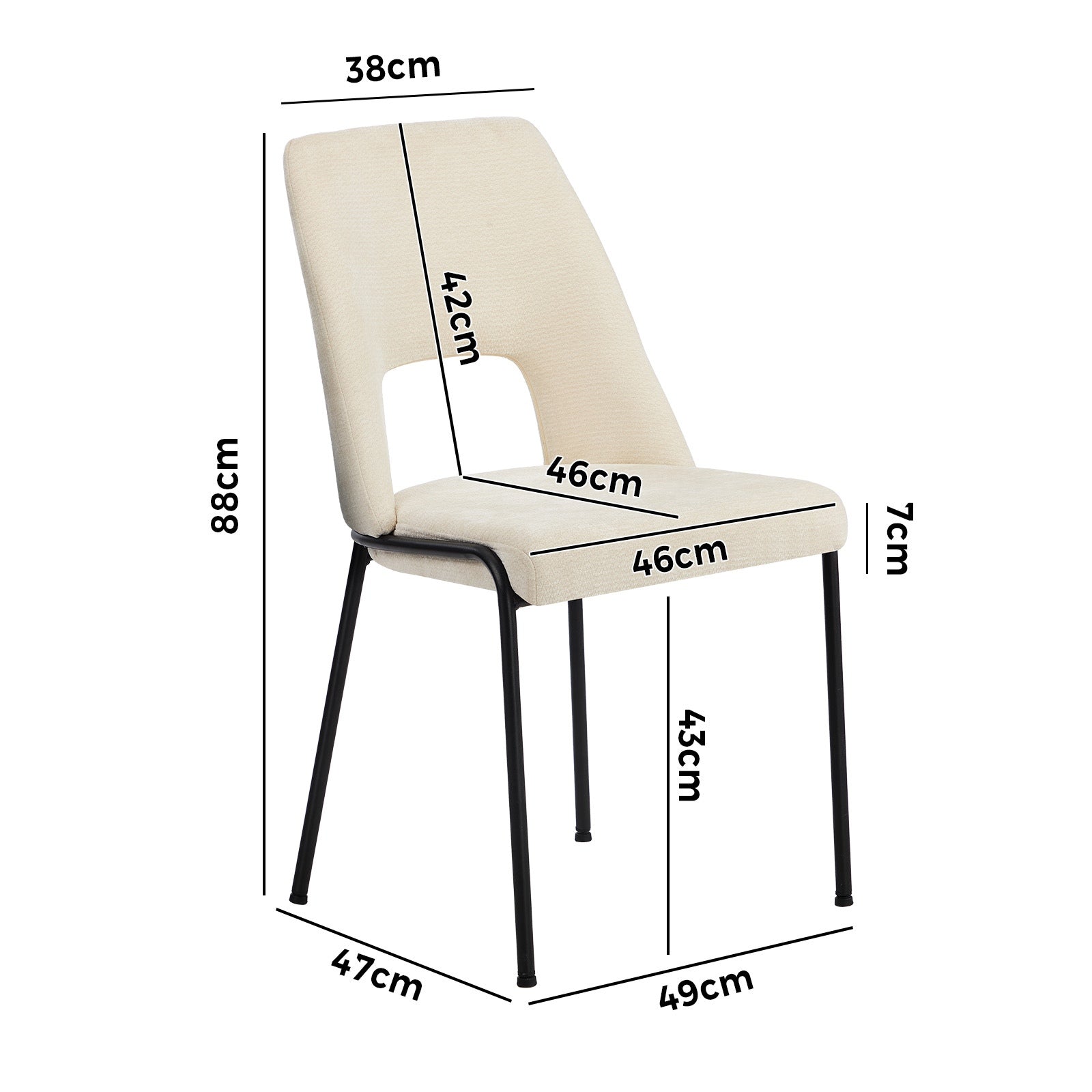 Oikiture 6x Dining Chairs Chenille Fabric Kitchen Side Chair Beige - Sunyee