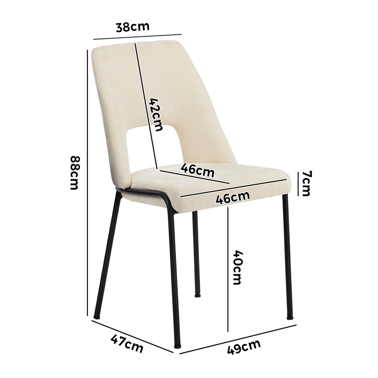 Oikiture 6x Dining Chairs Chenille Fabric Kitchen Side Chair Beige - Sunyee