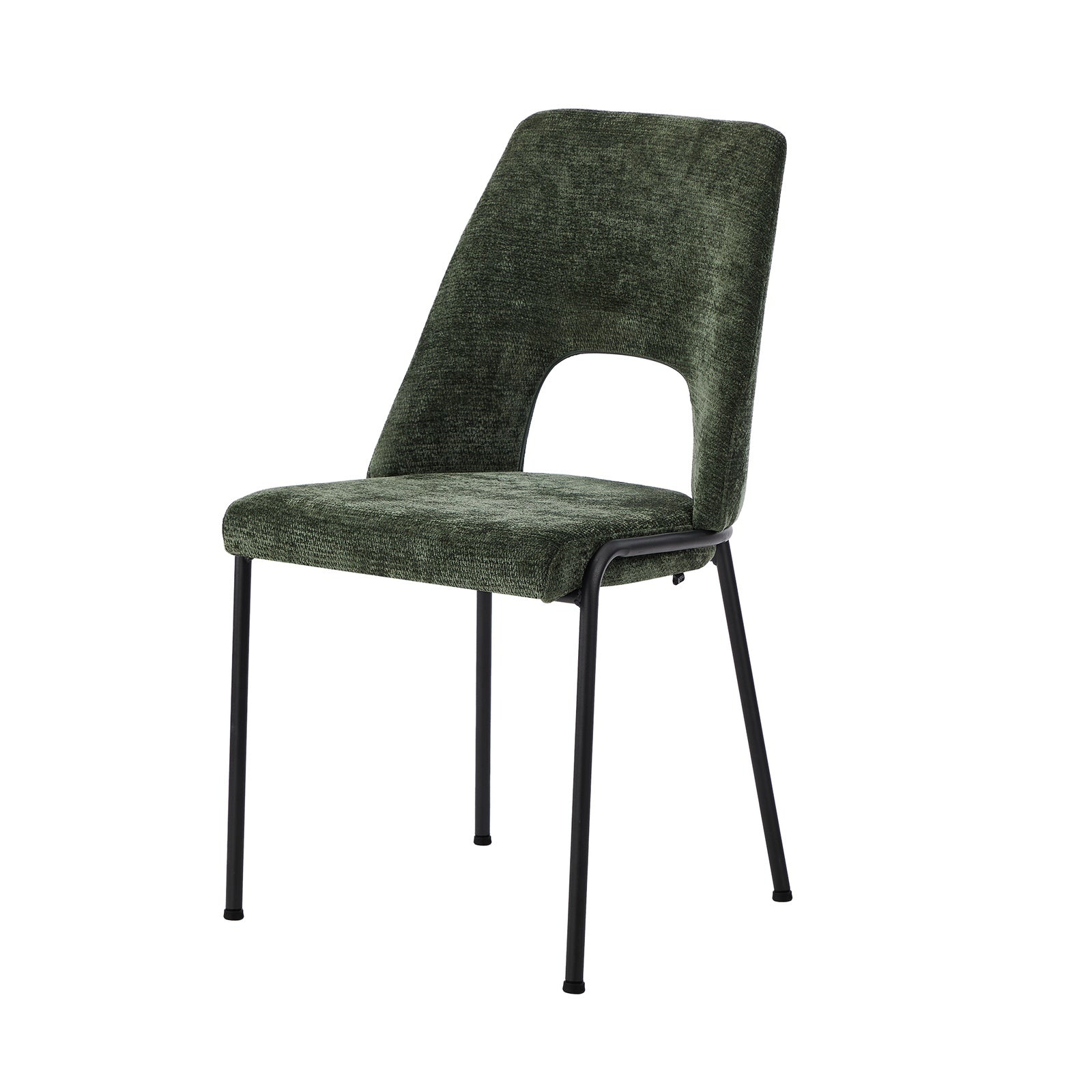 Oikiture 4x Dining Chairs Chenille Fabric Kitchen Side Chair Green - Sunyee