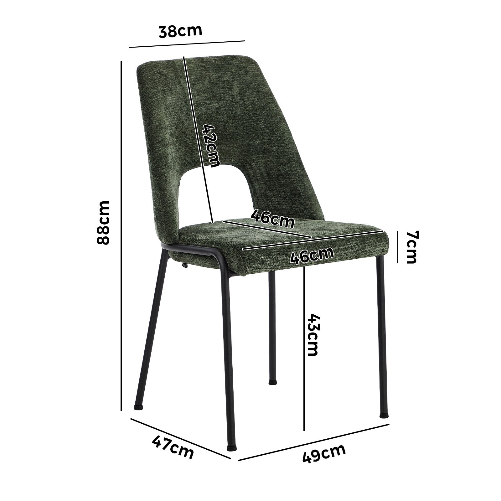 Oikiture 8x Dining Chairs Chenille Fabric Kitchen Side Chair Green - Sunyee