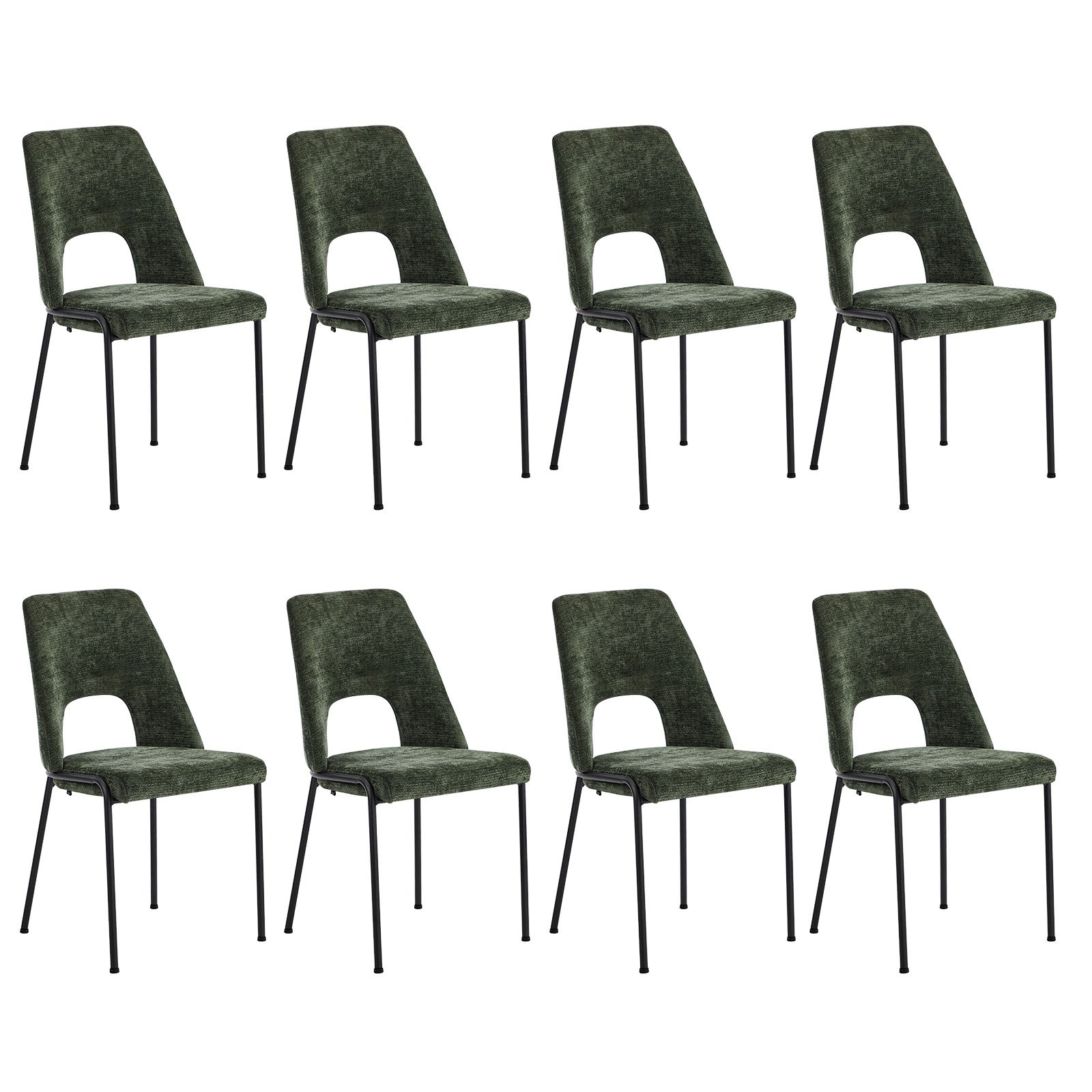Oikiture 8x Dining Chairs Chenille Fabric Kitchen Side Chair Green - Sunyee