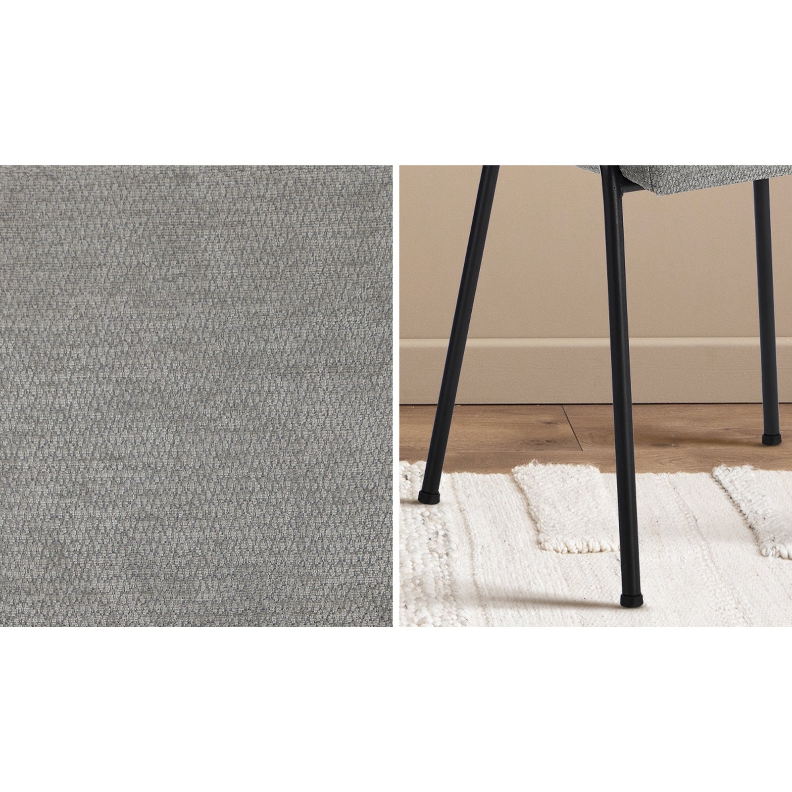Oikiture 2x Dining Chairs Chenille Fabric Kitchen Side Chair Grey - Sunyee