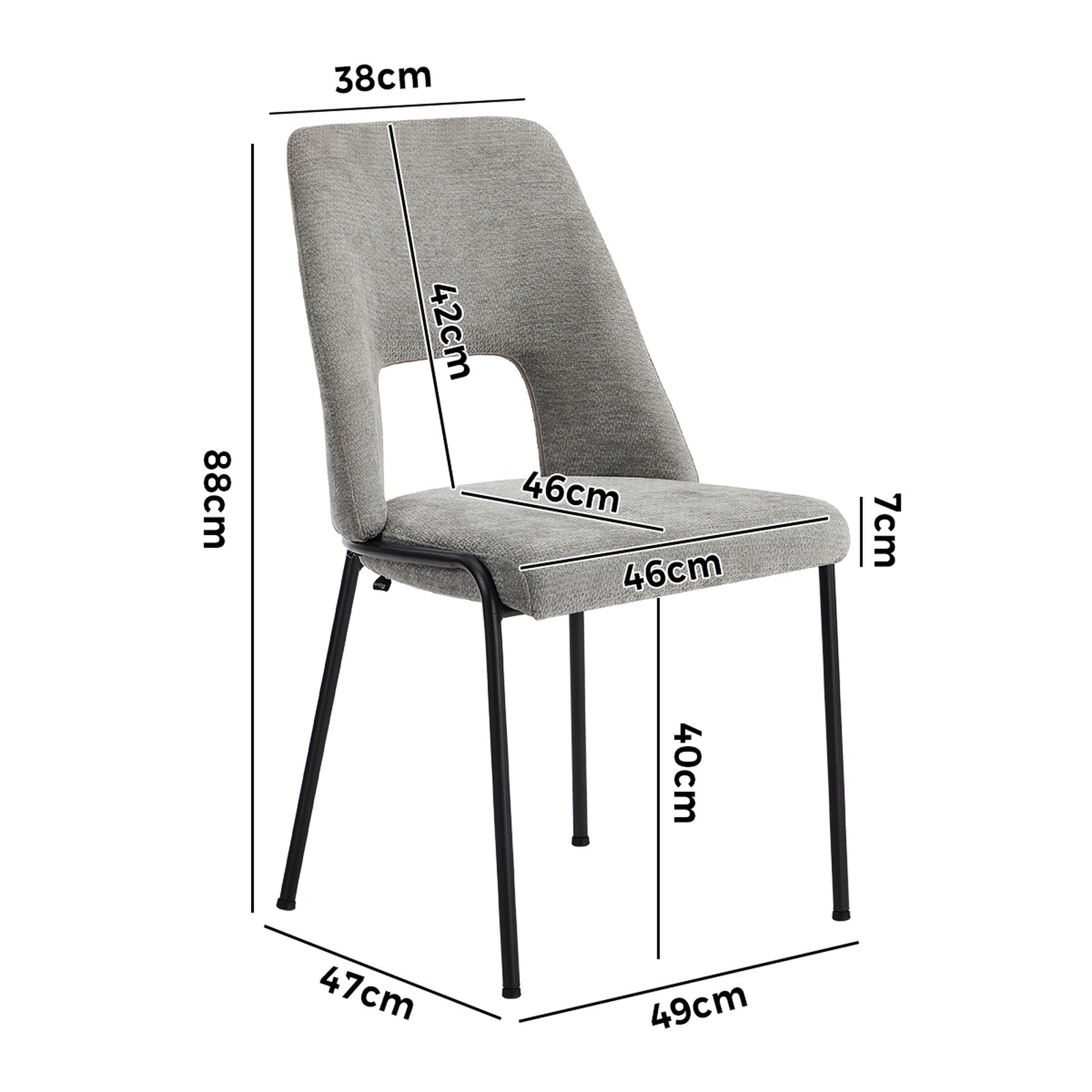 Oikiture 4x Dining Chairs Chenille Fabric Kitchen Side Chair Grey - Sunyee