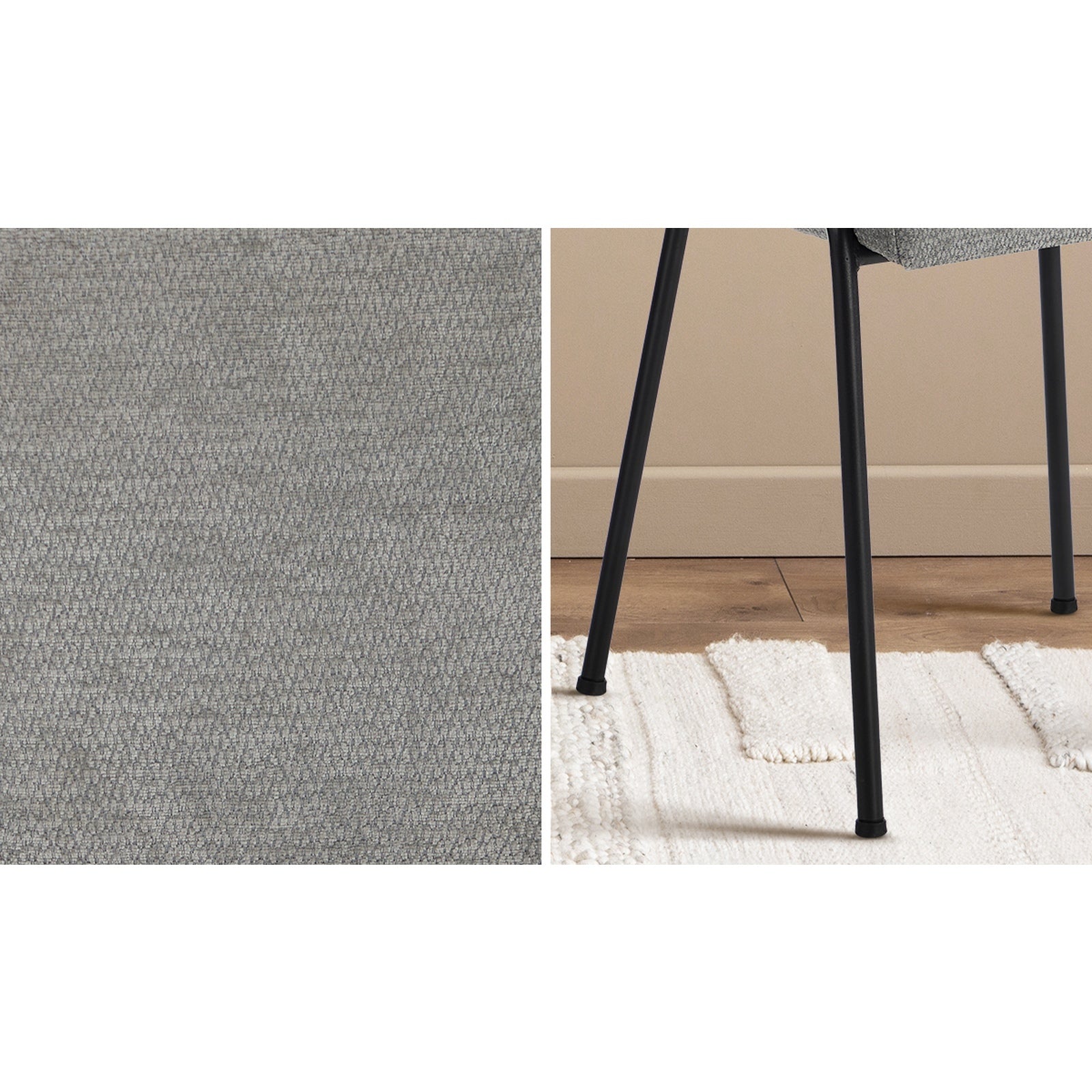 Oikiture 6x Dining Chairs Chenille Fabric Kitchen Side Chair Grey - Sunyee