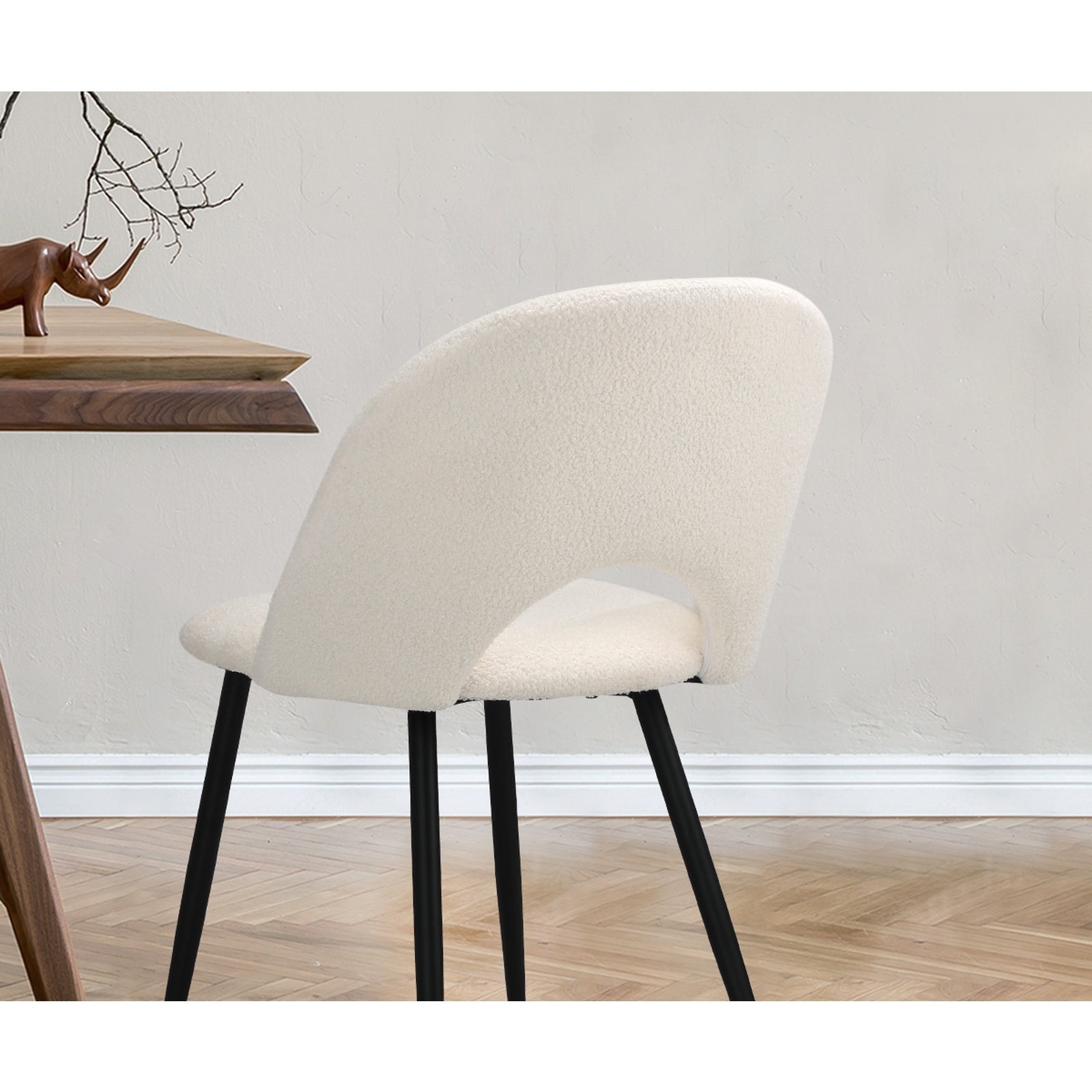 Oikiture 4PCS Dining Chairs Accent Chair Armchair Sherpa White - Sunyee