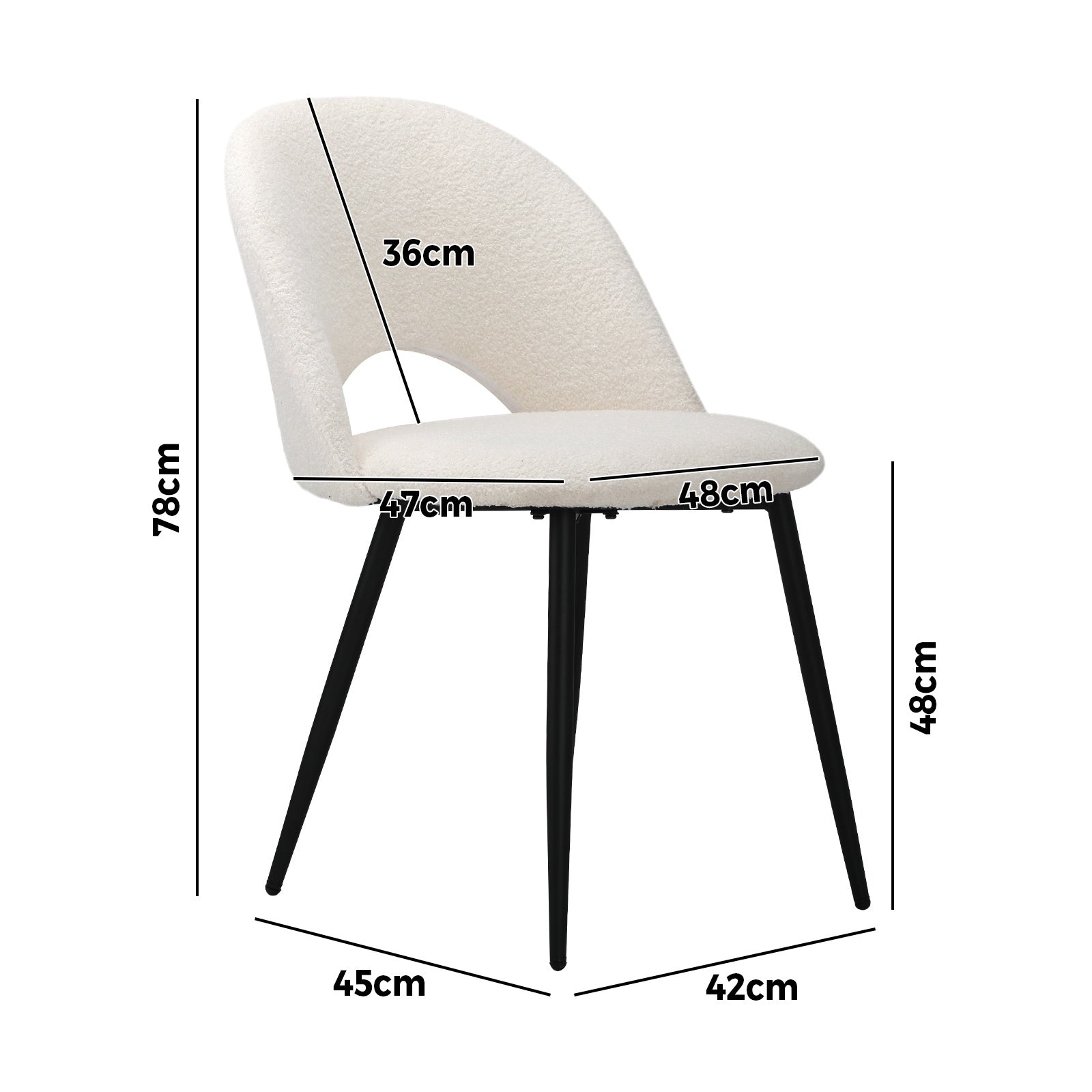 Oikiture 4PCS Dining Chairs Accent Chair Armchair Sherpa White - Sunyee