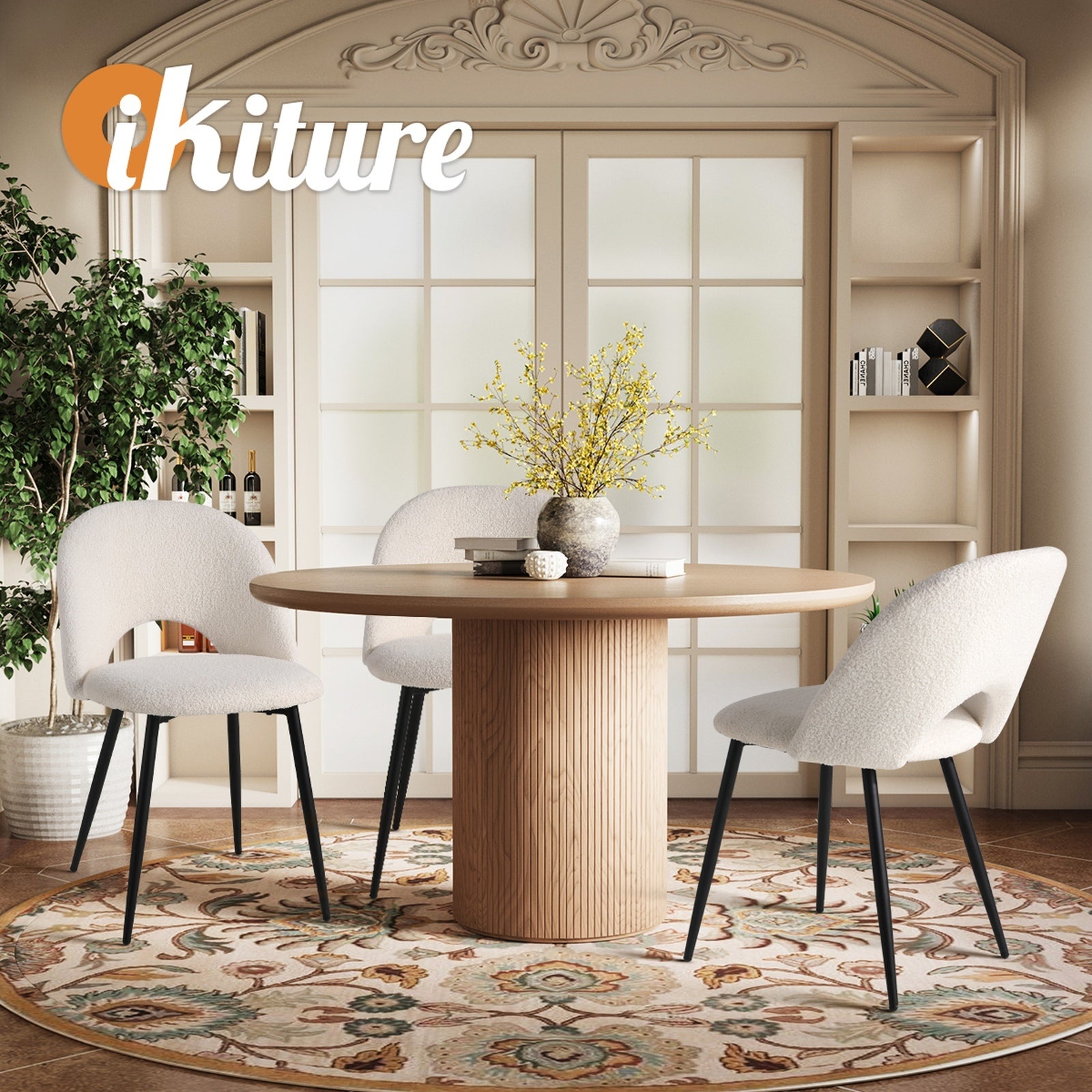 Oikiture 6PCS Dining Chairs Accent Chair Armchair Sherpa White - Sunyee