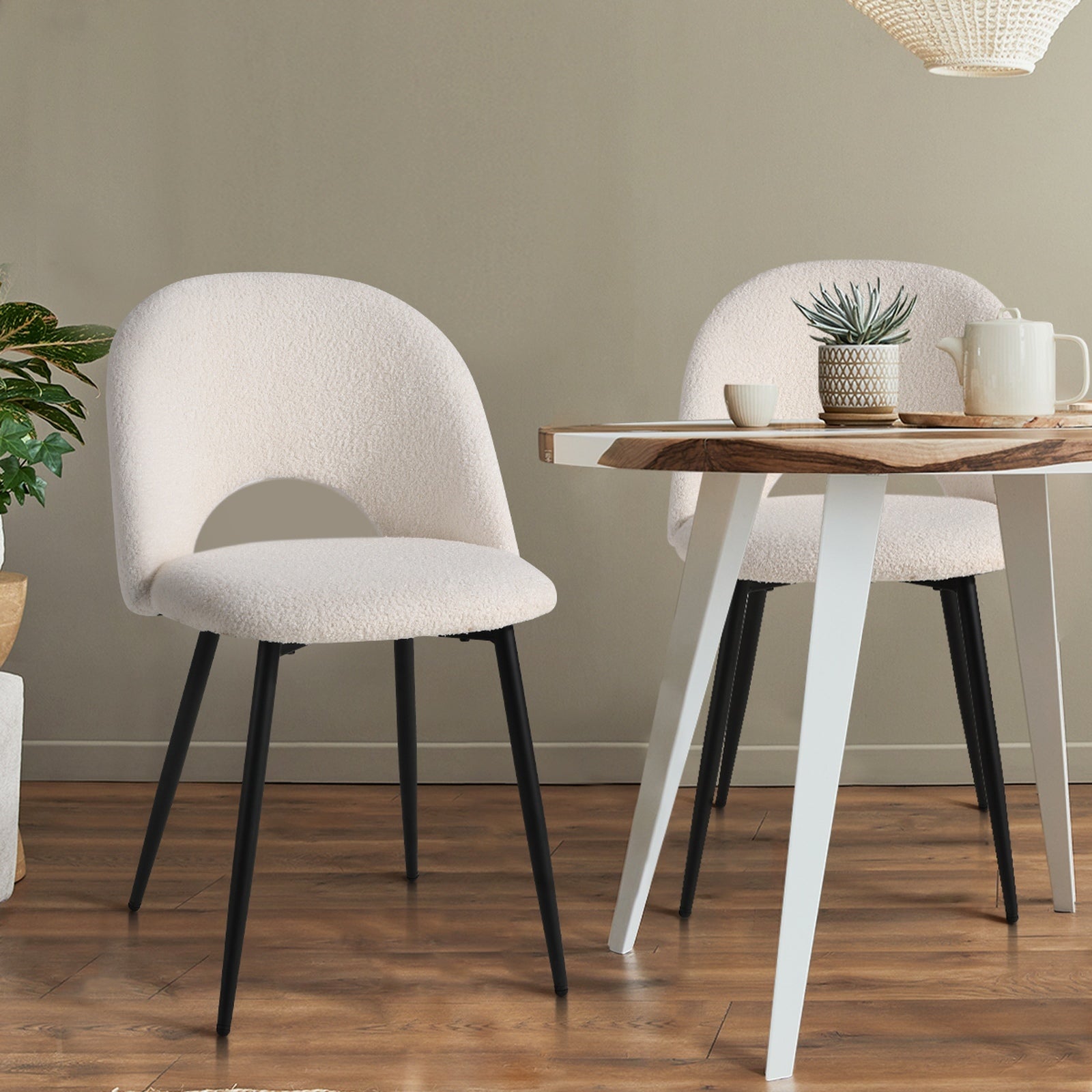 Oikiture 6PCS Dining Chairs Accent Chair Armchair Sherpa White - Sunyee