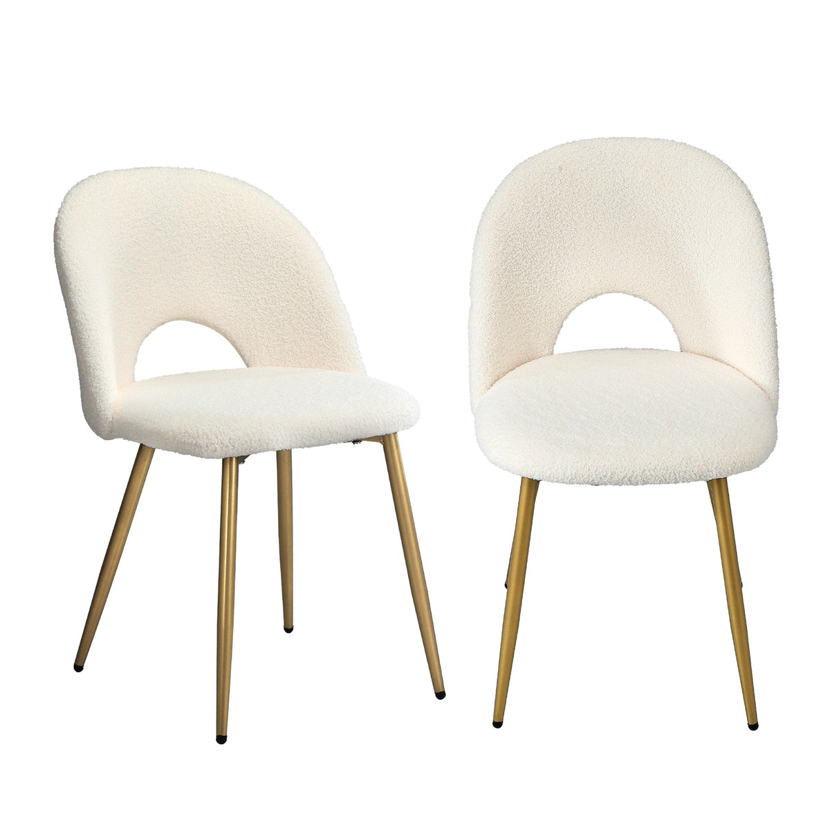 Oikiture Dining Chairs Accent Chair Armchair Sherpa Golden White - Sunyee