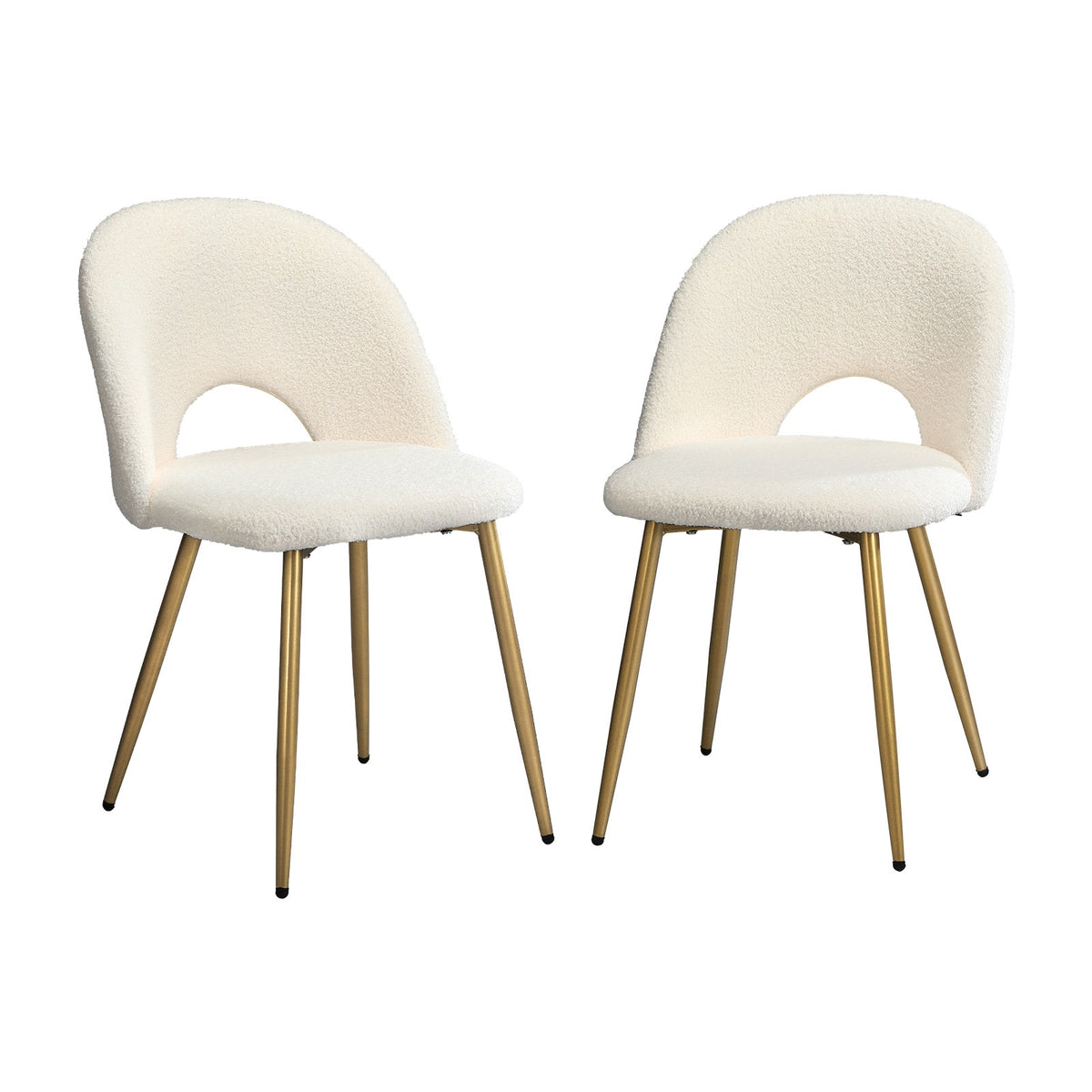 Oikiture Dining Chairs Accent Chair Armchair Sherpa Golden White - Sunyee