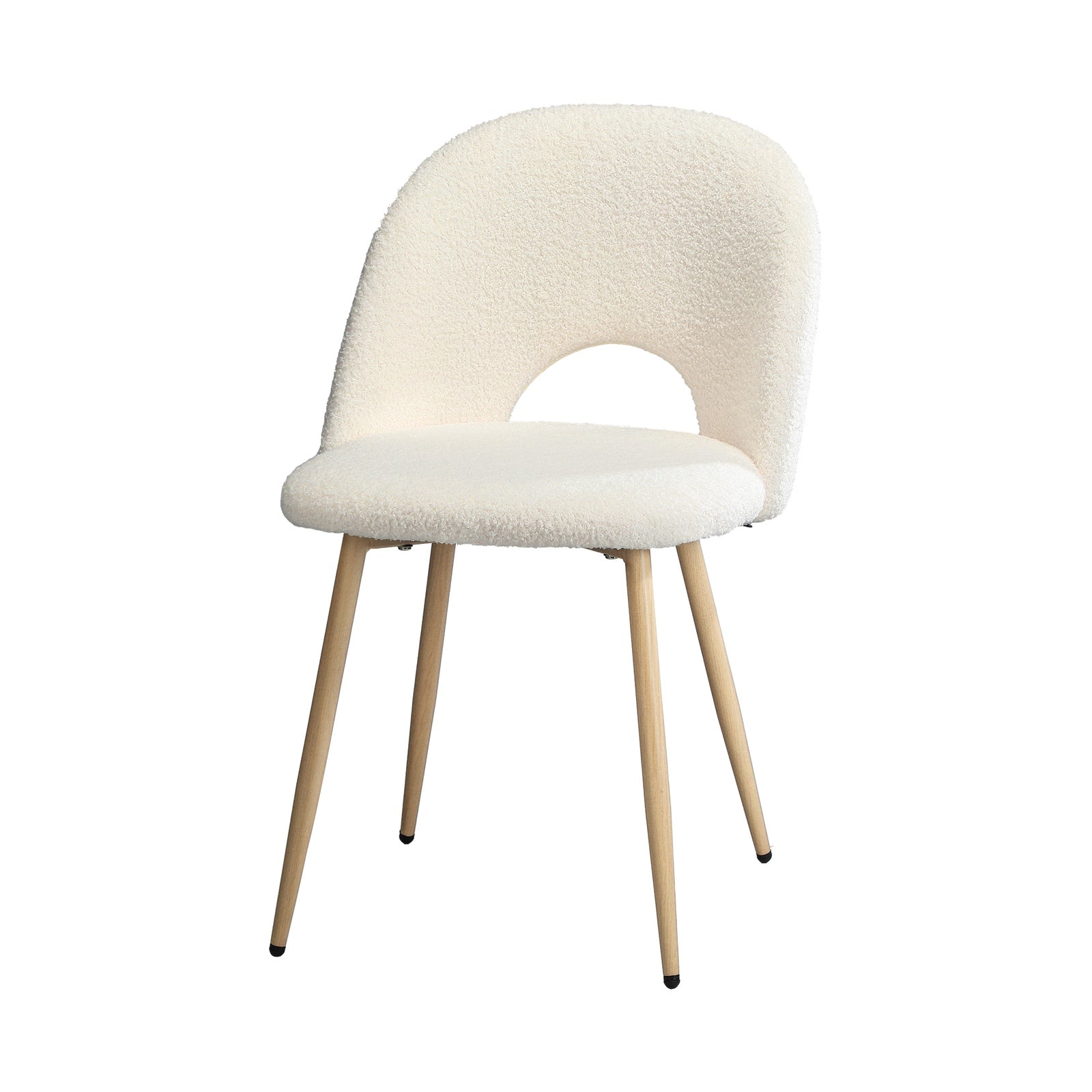 Oikiture Dining Chairs Accent Chair Armchair Sherpa Wooden White - Sunyee