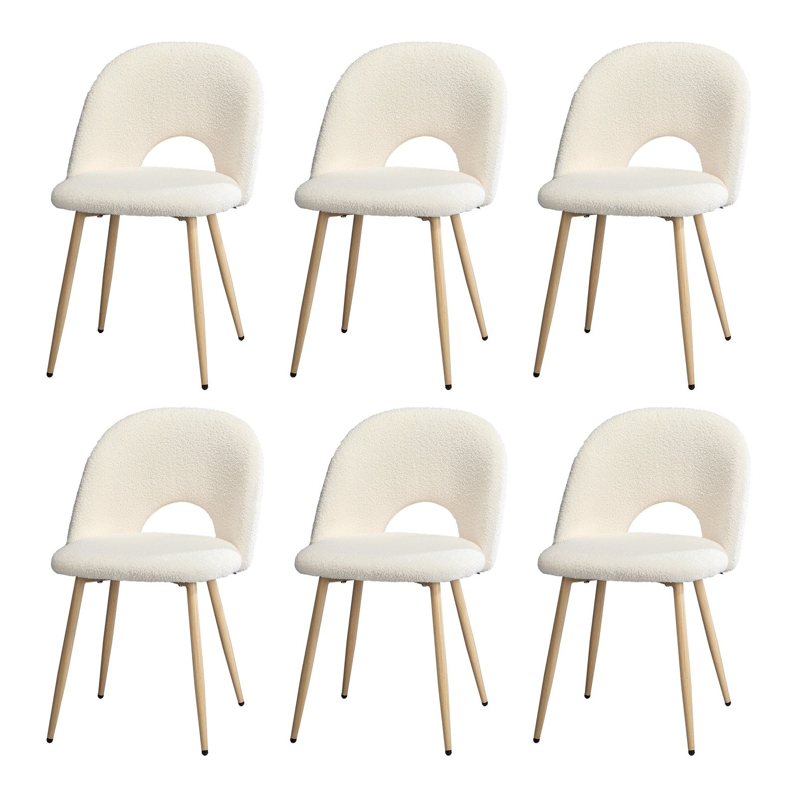 Oikiture Dining Chairs Accent Chair Armchair Sherpa Wooden White - Sunyee