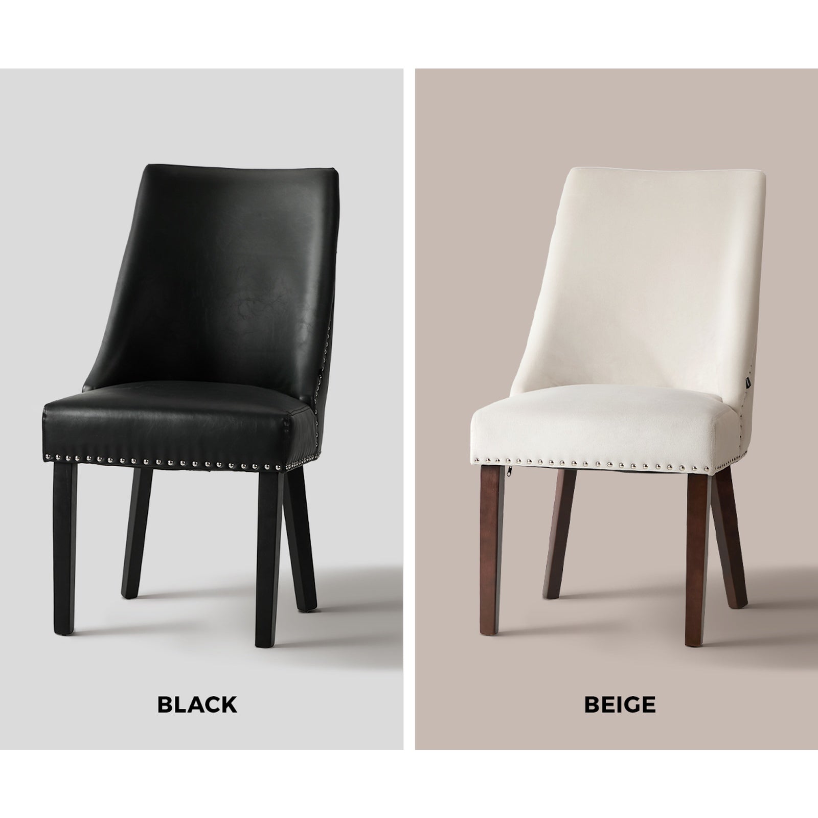 Oikiture 2PCs Velvet Dining Chair Kitchen Padded Seat Winglet Design - Sunyee