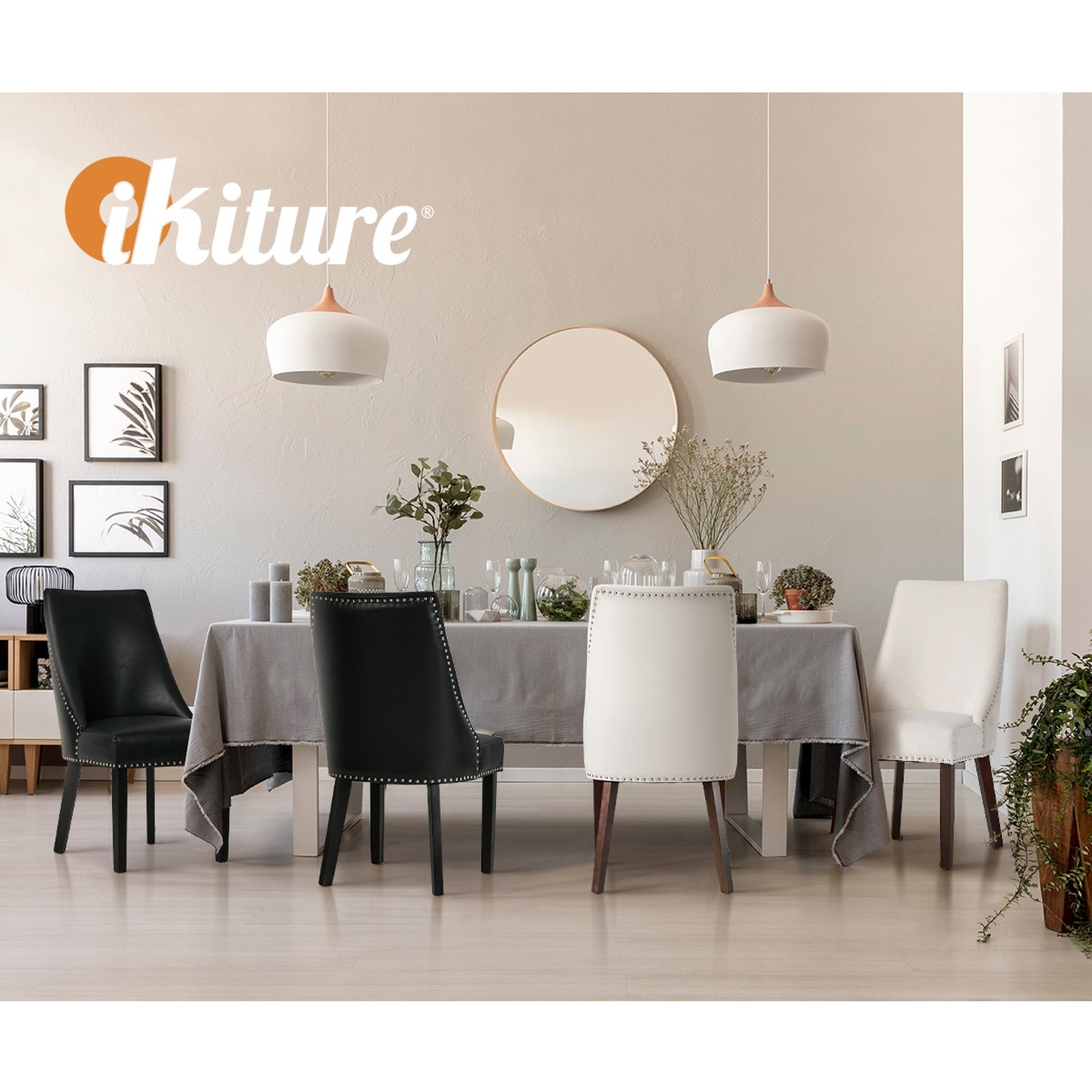 Oikiture 2PCs Velvet Dining Chair Kitchen Padded Seat Winglet Design - Sunyee