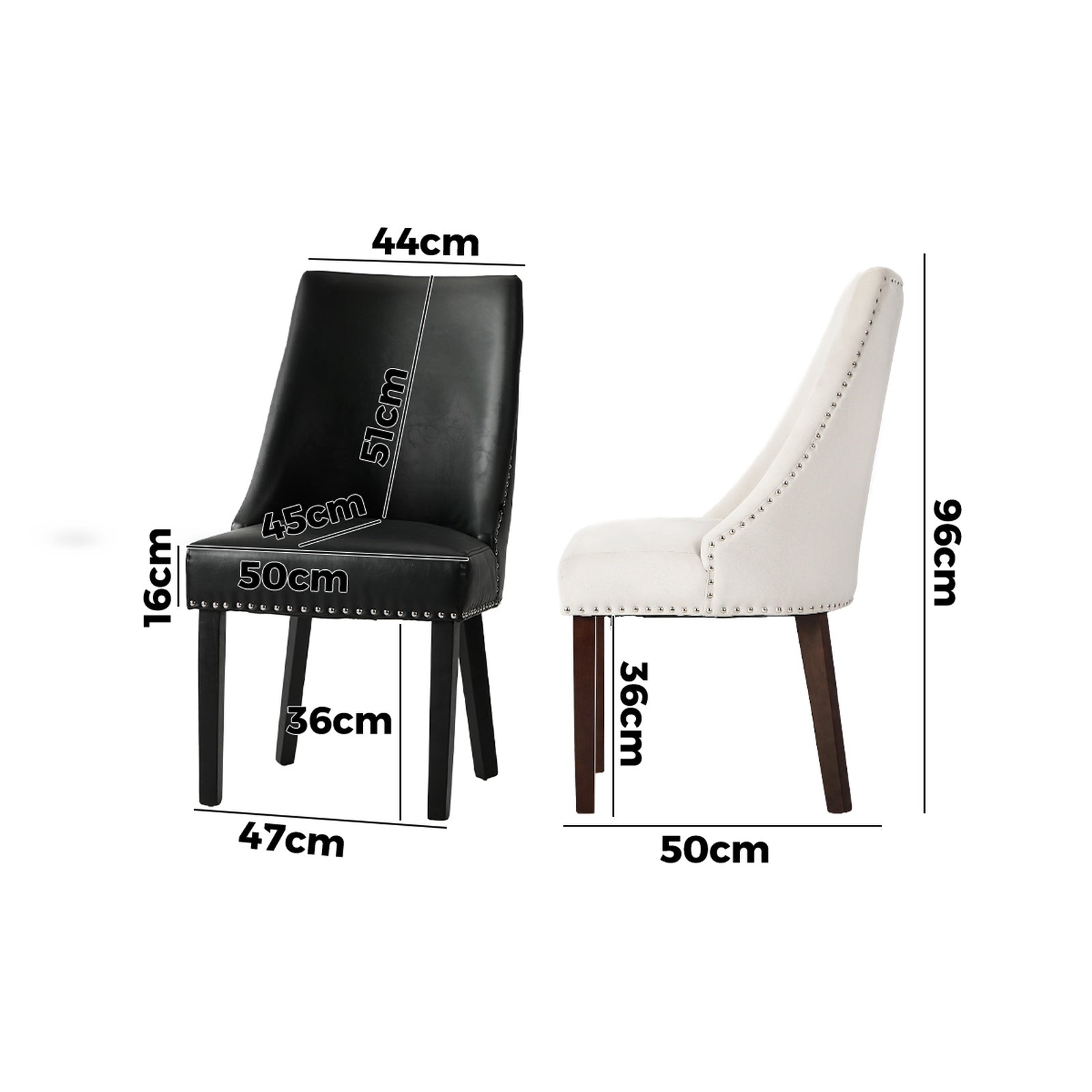 Oikiture 2PCs Velvet Dining Chair Kitchen Padded Seat Winglet Design - Sunyee