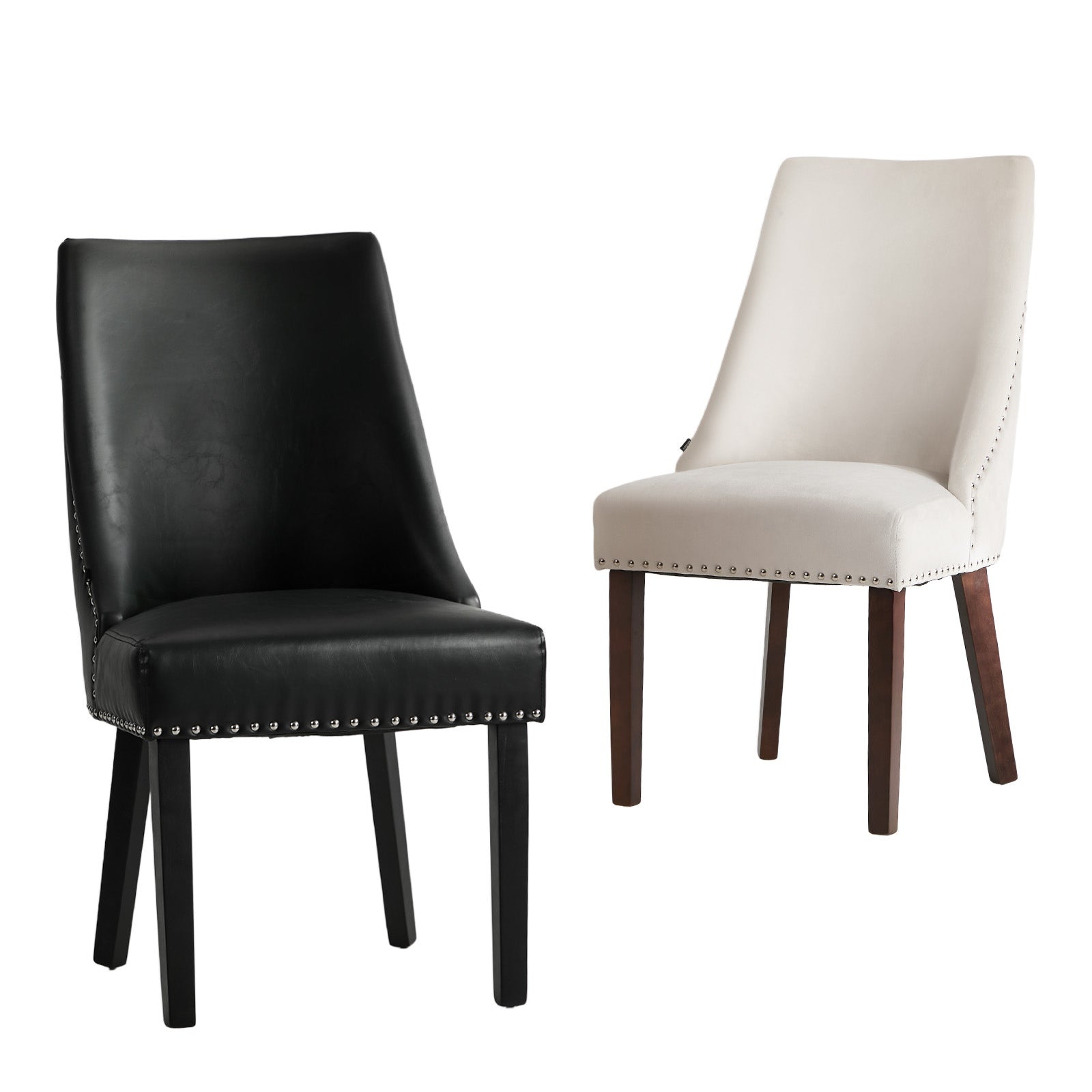 Oikiture 2PCs Velvet Dining Chair Kitchen Padded Seat Winglet Design - Sunyee