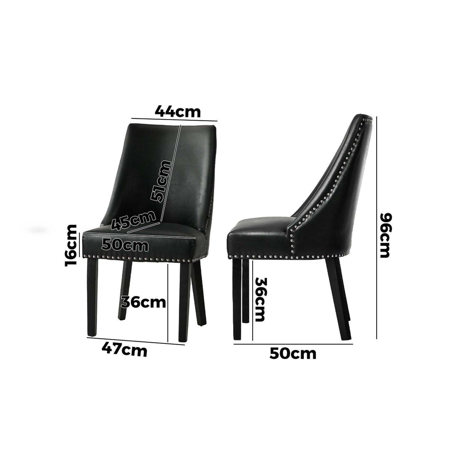 Oikiture 8PCs PU Leather Dining Chair Kitchen Padded Seat Winglet Design Black - Sunyee