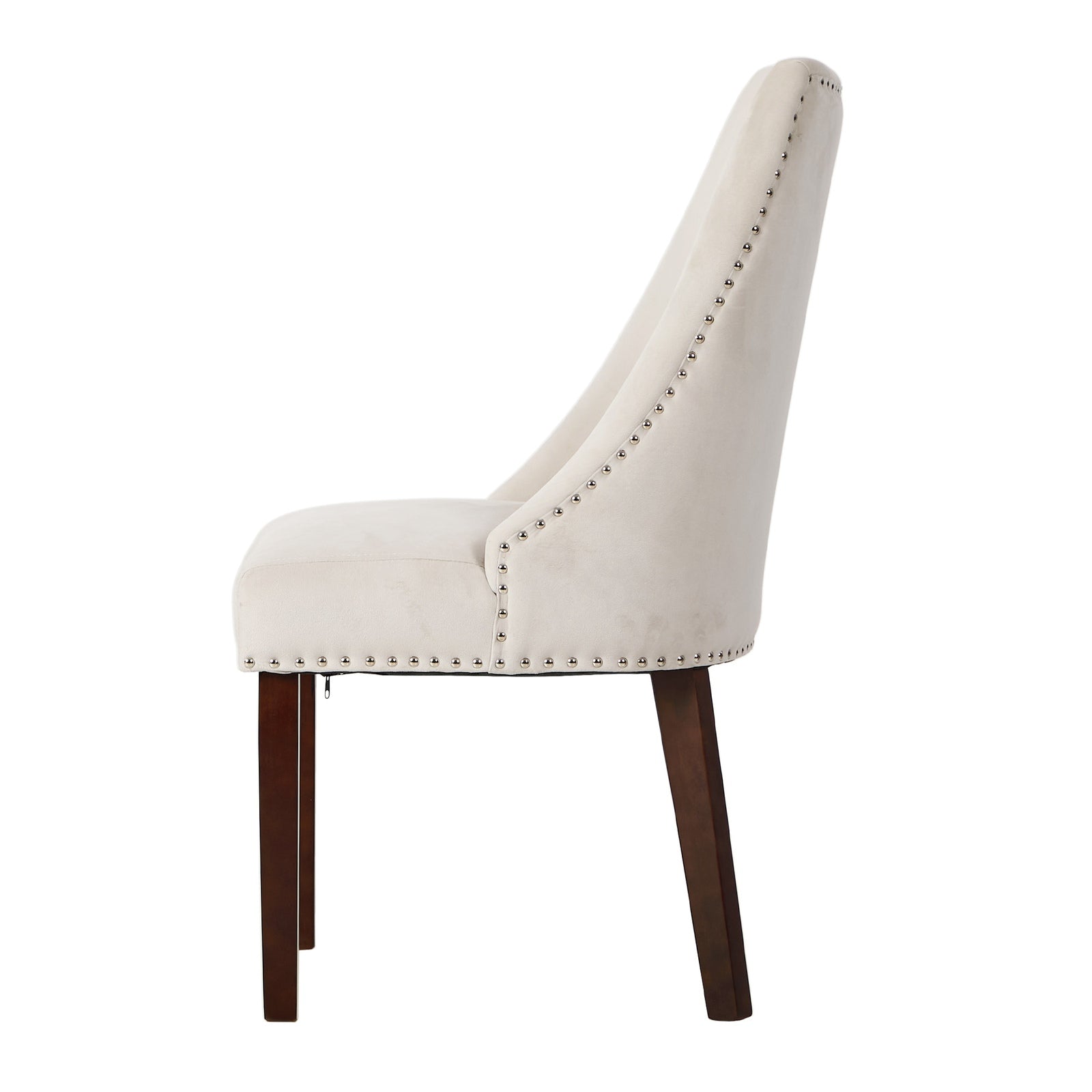 Oikiture 2PCs Velvet Dining Chair Kitchen Padded Seat Winglet Design Beige - Sunyee