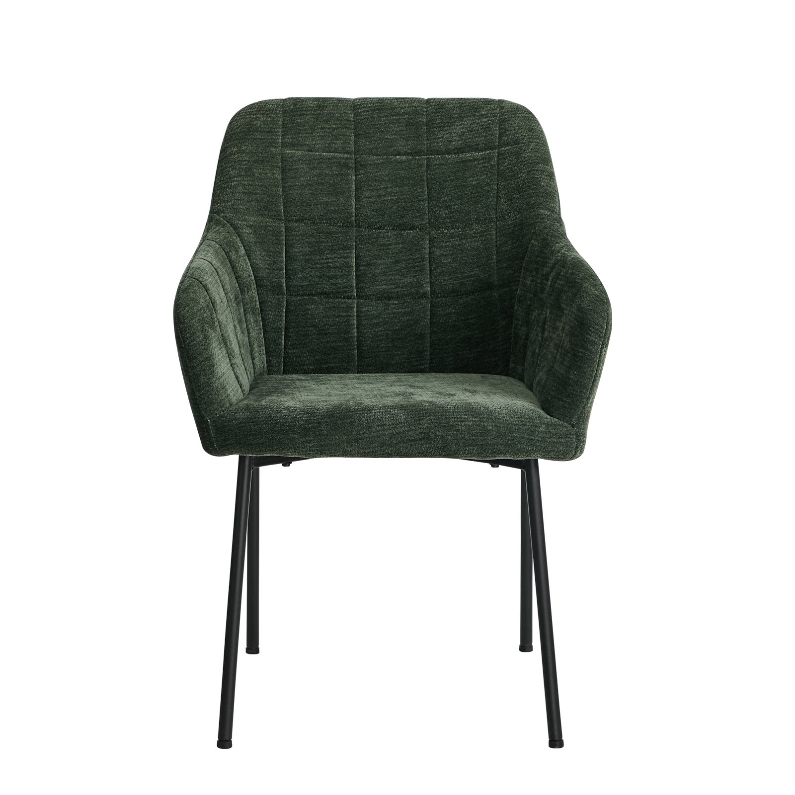 Oikiture 2x Dining Chairs Kitchen Accent Armchairs Chenille Fabric Green - Sunyee