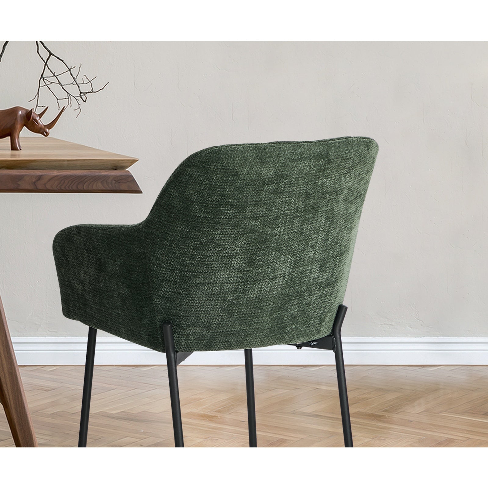 Oikiture 4x Dining Chairs Kitchen Accent Armchairs Chenille Fabric Green - Sunyee