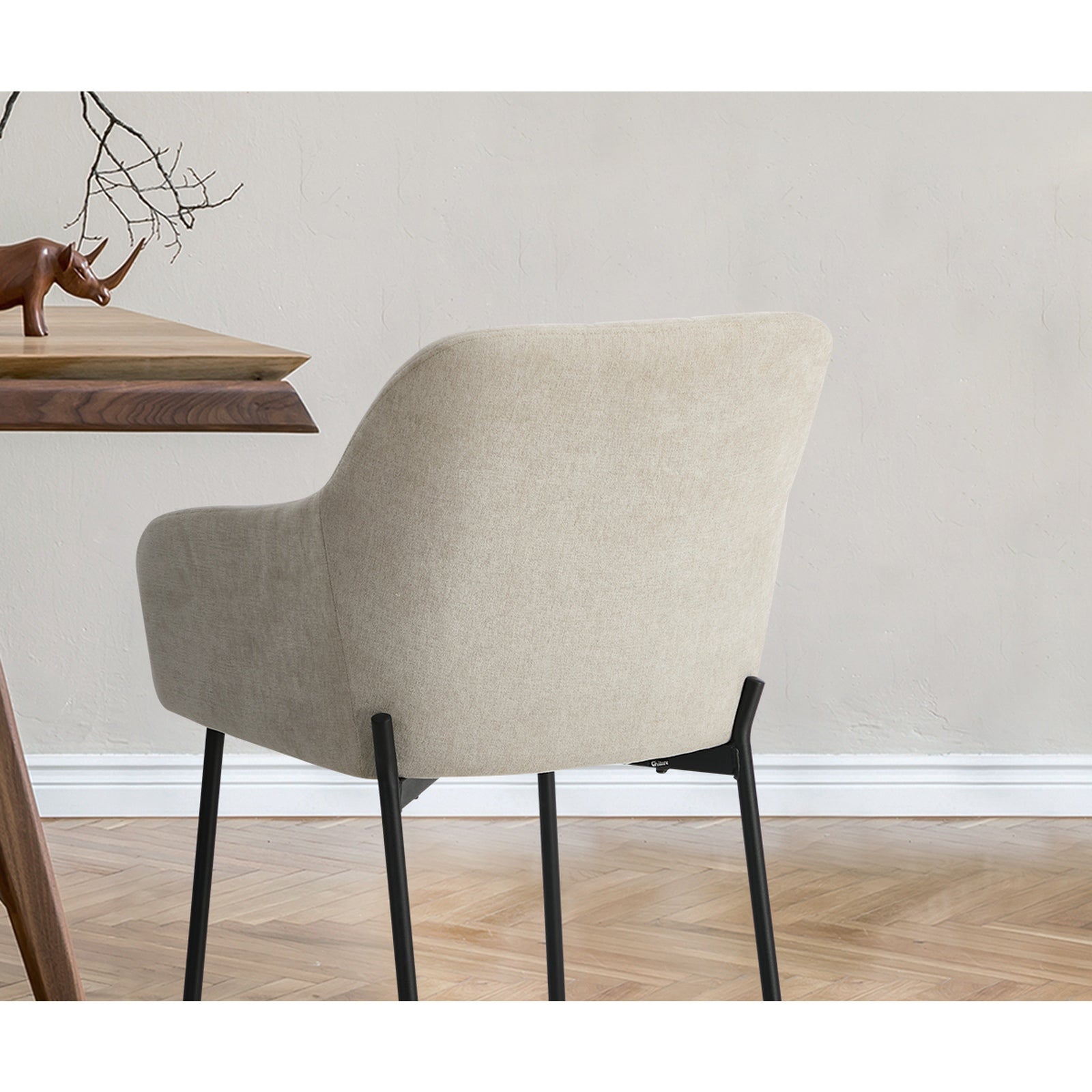 Oikiture 4x Dining Chairs Kitchen Accent Armchairs Linen Fabric Beige - Sunyee