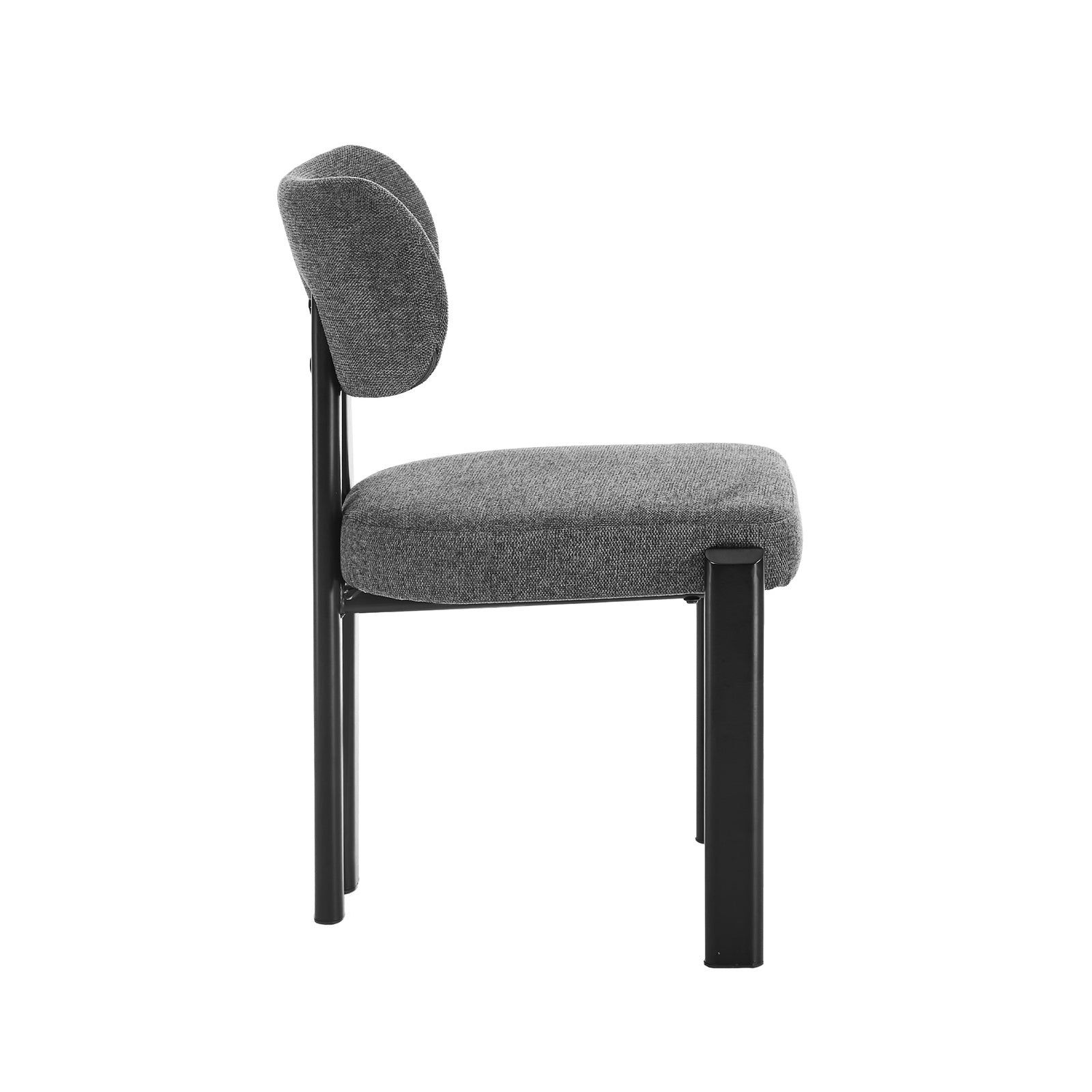 Oikiture Set of 4 Dining Chairs Linen Fabric Kitchen Chair Padded Seat Grey