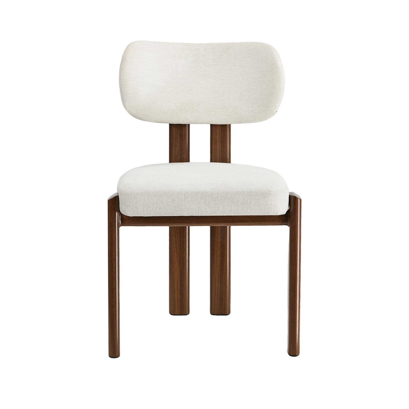 Oikiture Set of 4 Dining Chairs Linen Fabric Kitchen Padded Seat Beige&Brown