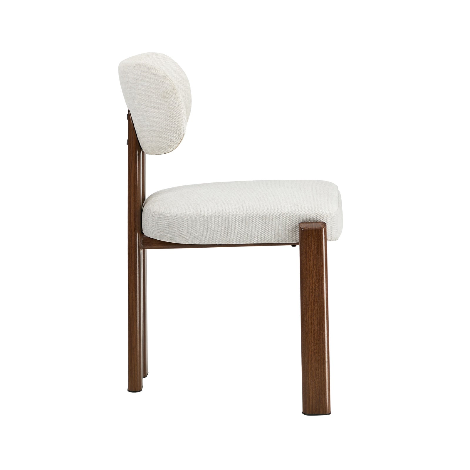 Oikiture Set of 6 Dining Chairs Linen Fabric Kitchen Padded Seat Beige&Brown