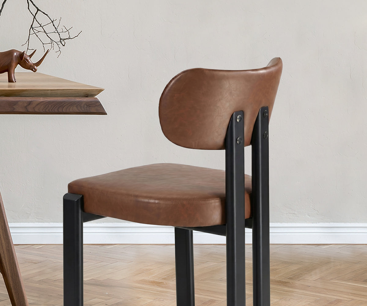 Oikiture Set of 2 Dining Chairs Faux Leather Fabric Kitchen Chair Padded Seat