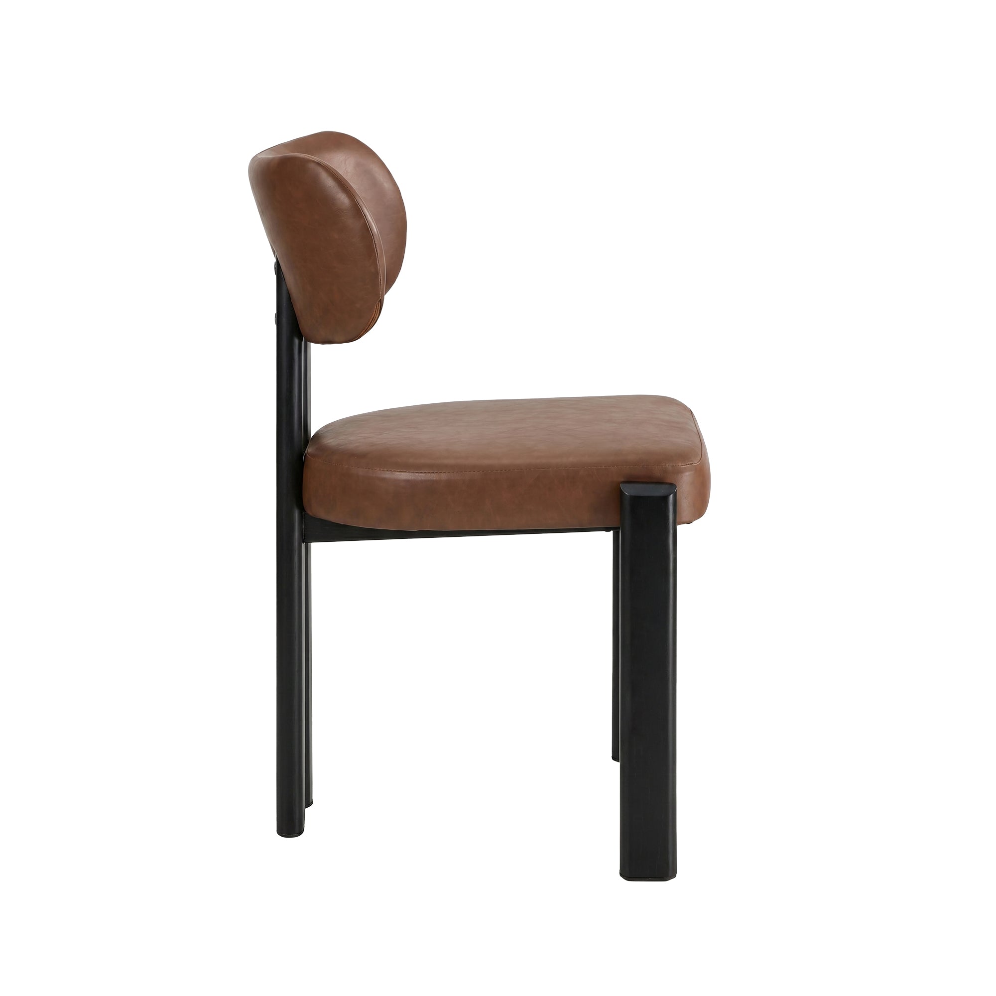 Oikiture Set of 2 Dining Chairs Faux Leather Fabric Kitchen Chair Padded Seat