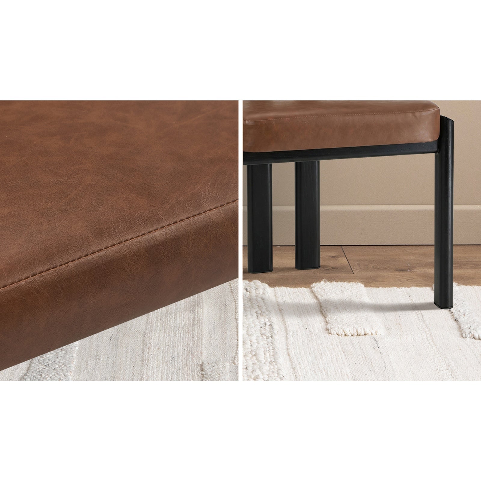 Oikiture Set of 6 Dining Chairs Faux Leather Fabric Kitchen Chair Padded Seat