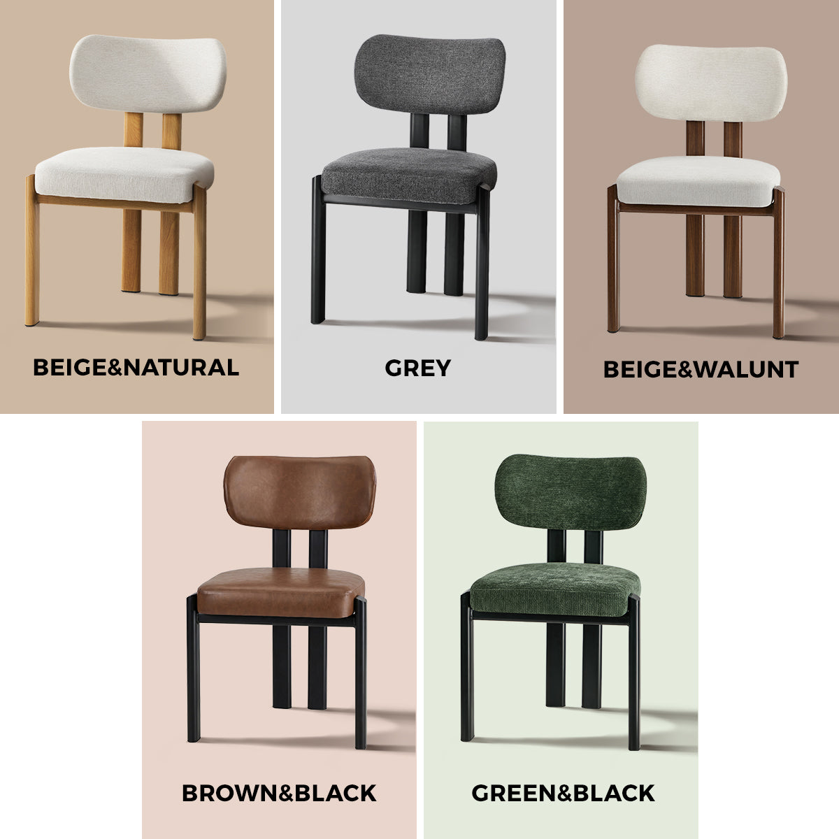 Oikiture Set of 2 Dining Chairs Kitchen Seat Padded Accent Chair