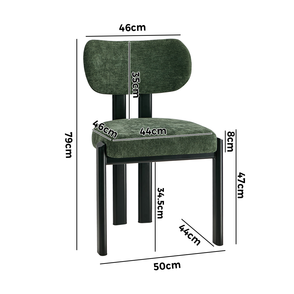 Oikiture Set of 2 Dining Chairs Kitchen Seat Padded Accent Chair
