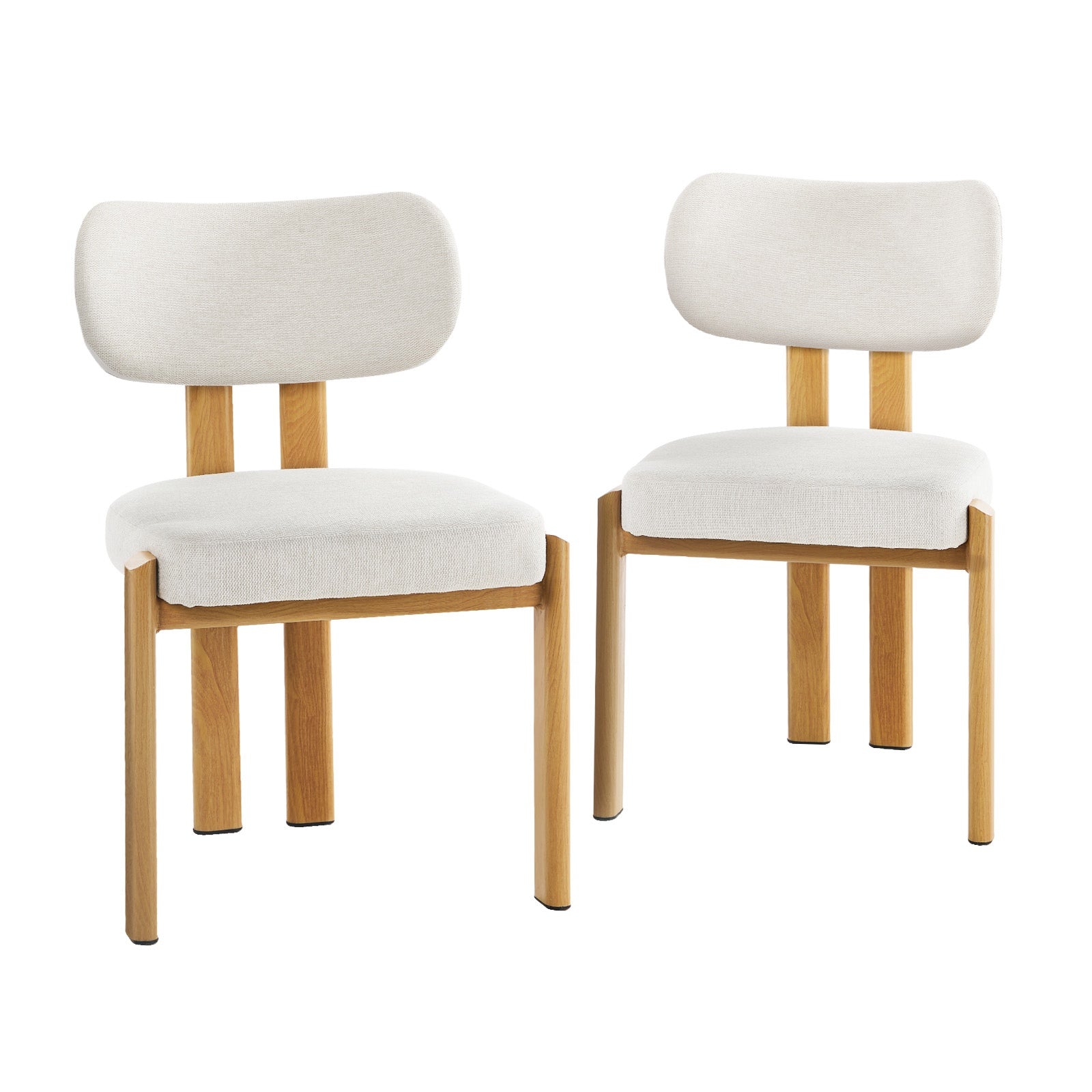 Oikiture Set of 2 Dining Chairs Linen Fabric Kitchen Seat Padded Accent Chair - Sunyee