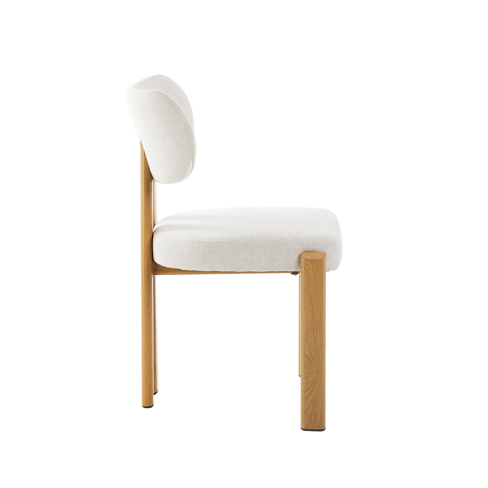 Oikiture Set of 4 Dining Chairs Linen Fabric Kitchen Chair Padded Seat Beige