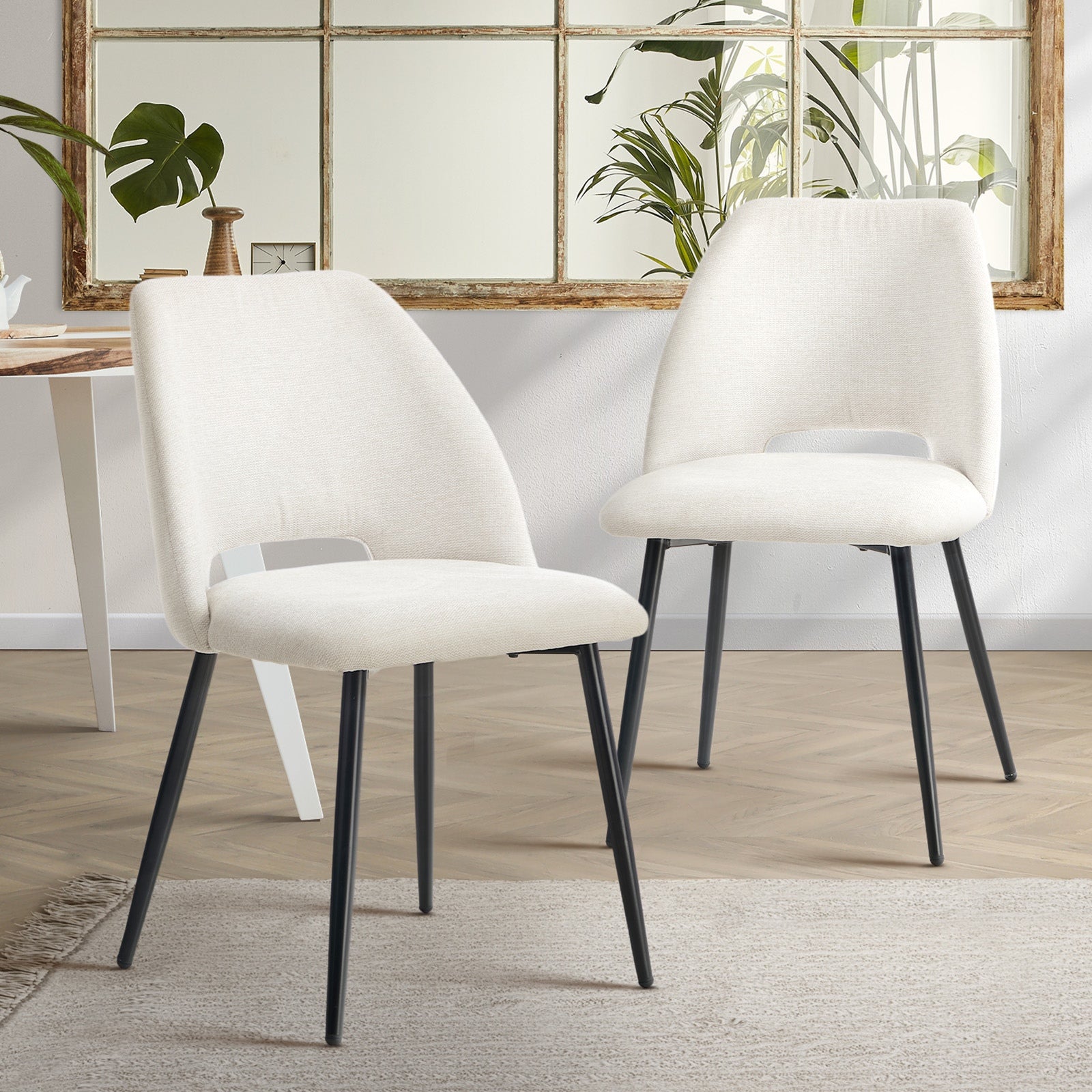 Oikiture 2x Dining Chair Accent Chairs Linen Fabric