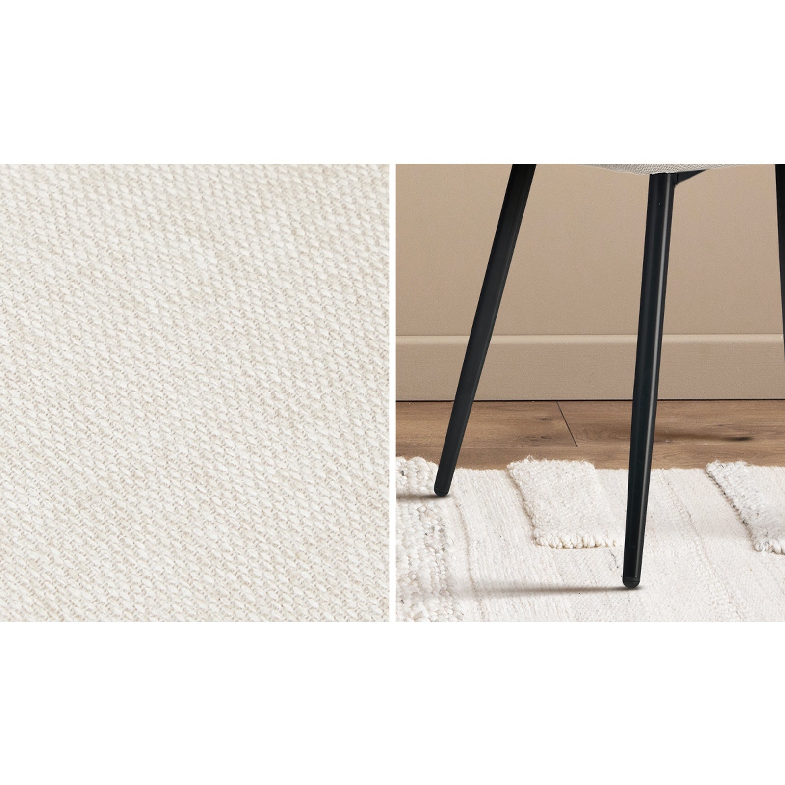 Oikiture 2x Dining Chair Accent Chairs Linen Fabric Biege