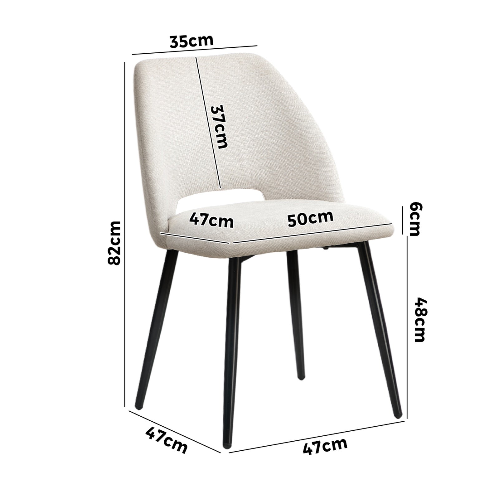 Oikiture 2x Dining Chair Accent Chairs Linen Fabric Biege