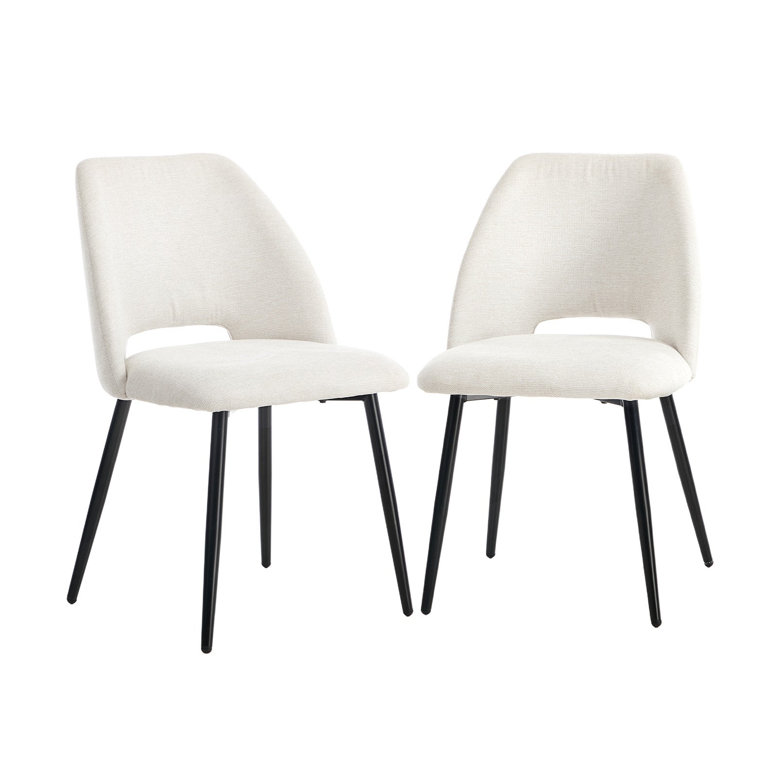 Oikiture 2x Dining Chair Accent Chairs Linen Fabric Biege