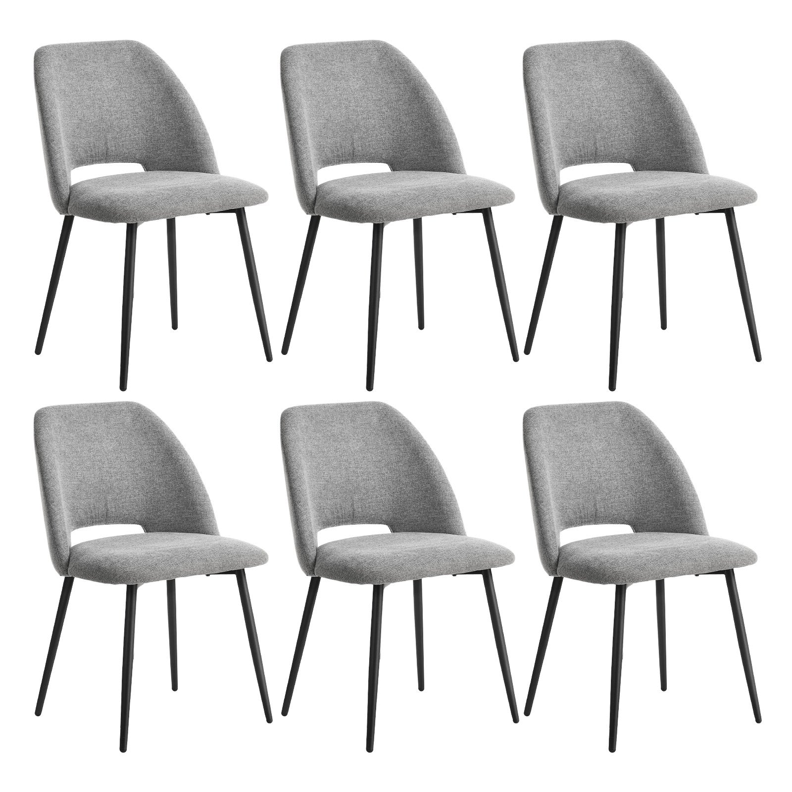 Oikiture 6x Dining Chair Accent Chairs Linen Fabric Grey
