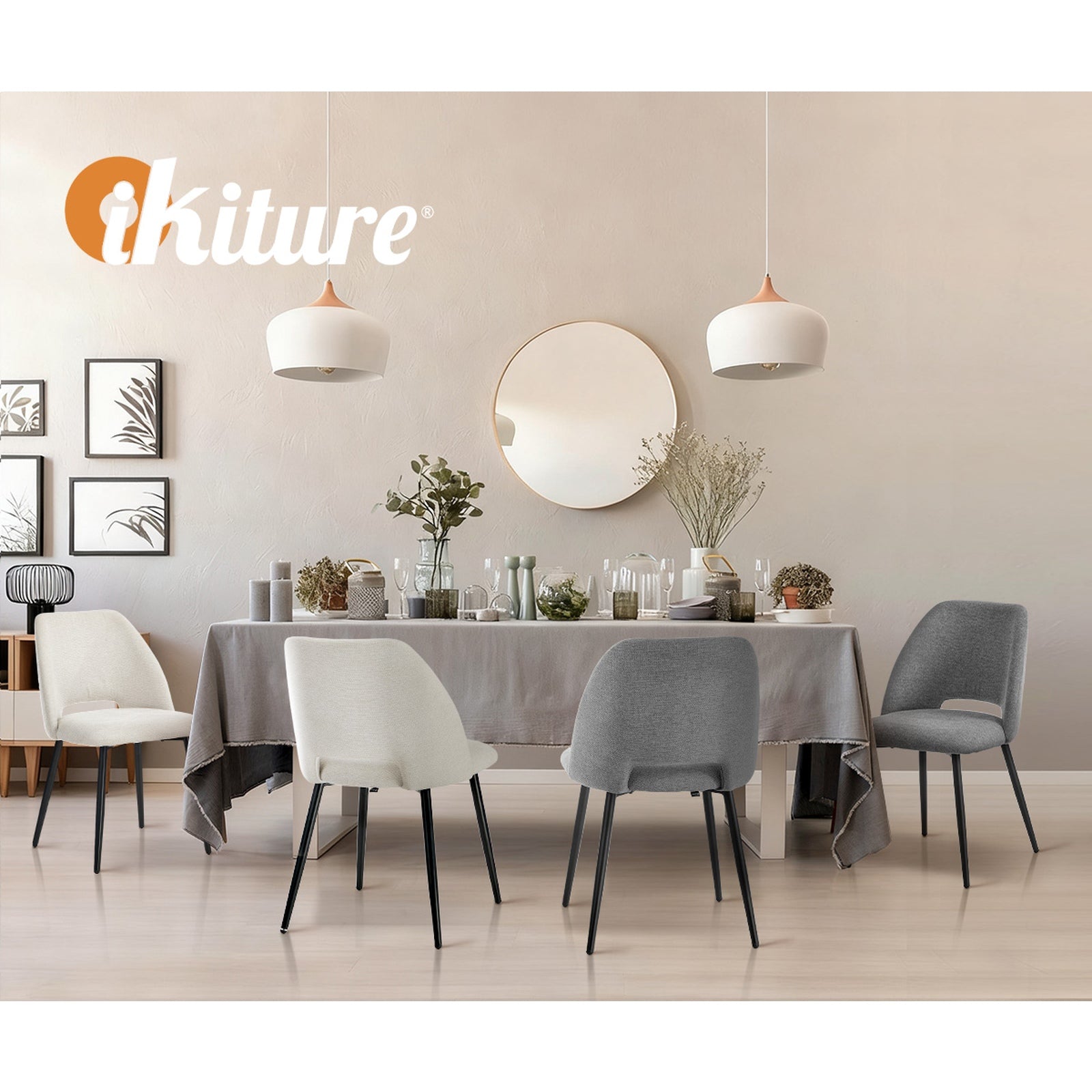 Oikiture 2x Dining Chair Accent Chairs Linen Fabric