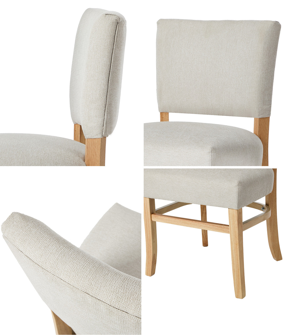 Oikiture 2x Dining Chairs Wooden Kitchen Seat Rubberwood Frame Accent Chair Beig - Sunyee