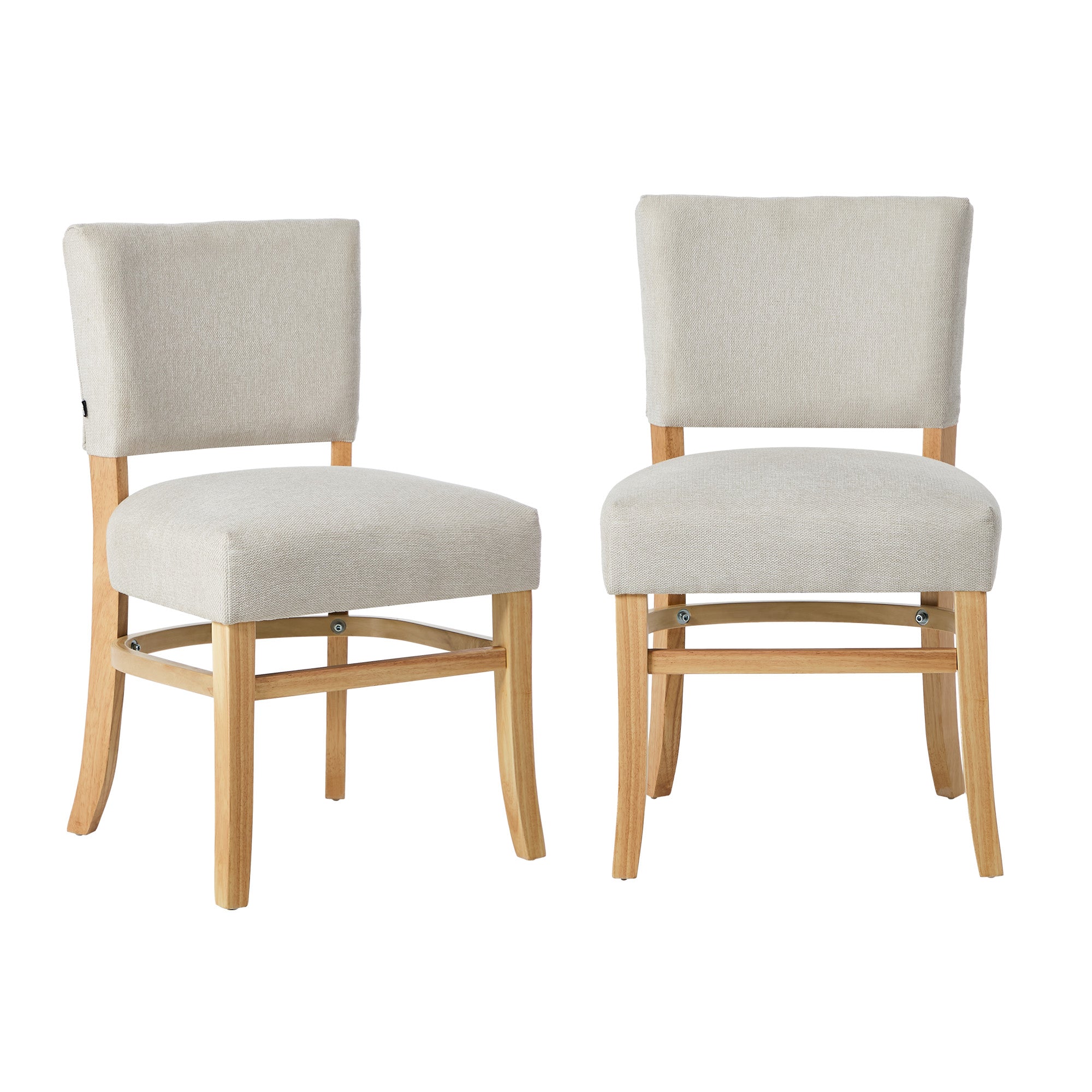 Oikiture 2x Dining Chairs Wooden Kitchen Seat Rubberwood Frame Accent Chair Beig - Sunyee