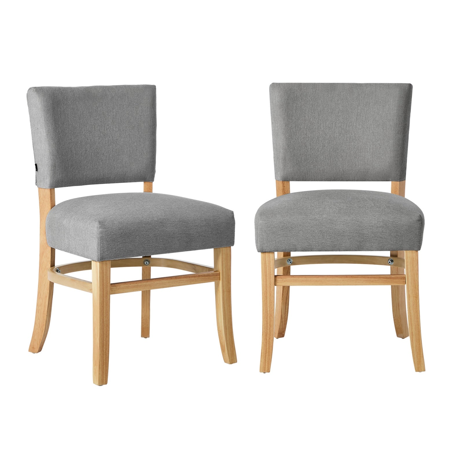 Oikiture 2x Dining Chairs Wooden Kitchen Seat Rubberwood Frame Accent Chair Grey