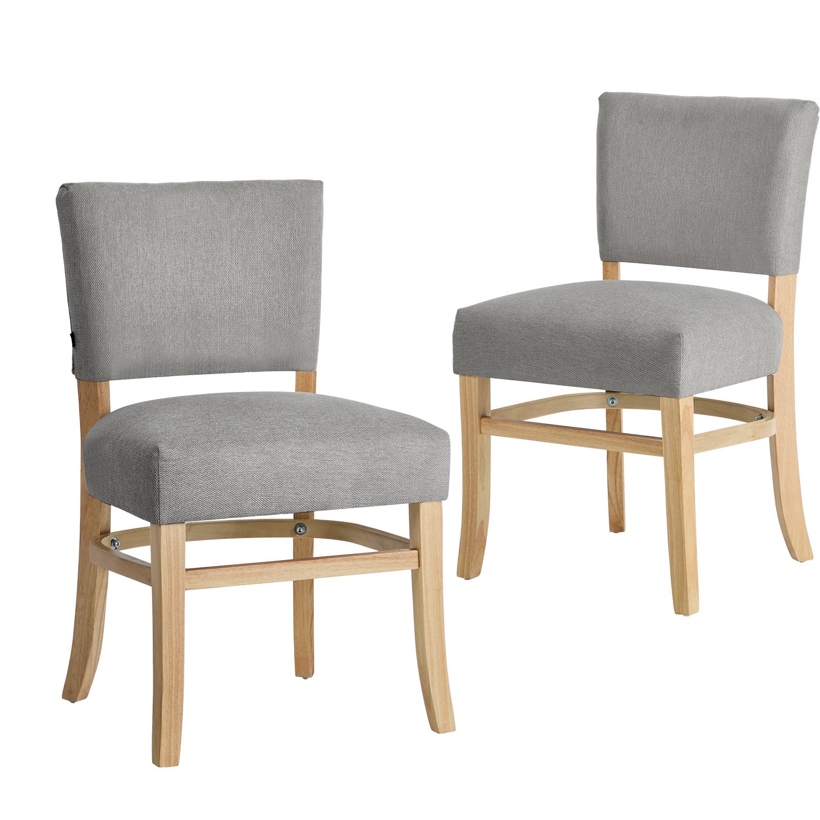 Oikiture 2x Dining Chairs Wooden Kitchen Seat Rubberwood Frame Accent Chair Grey